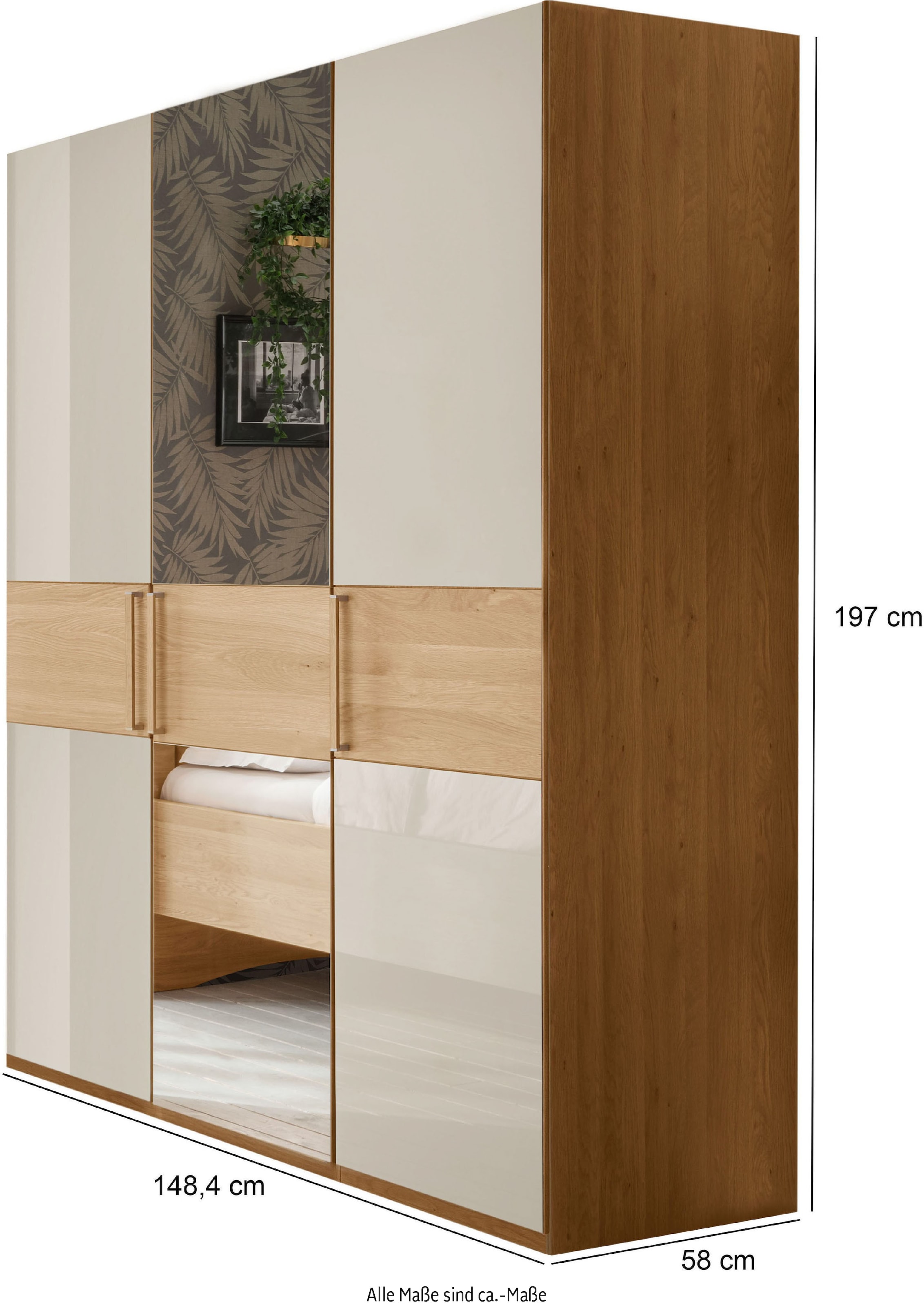 WIEMANN Drehtürenschrank »Kiruna« mit Champagnerglas und Spiegel