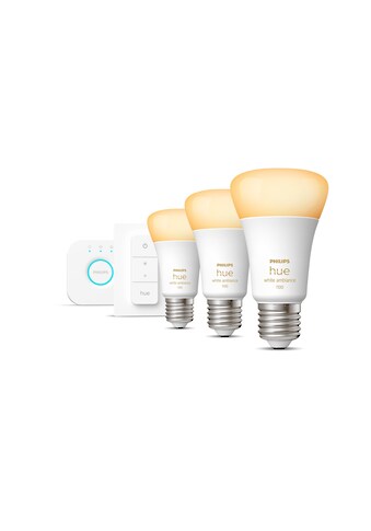 Smarte LED-Leuchte »White Ambiance E27 3er Starter Set inkl. Dimmschalter 3x1100«