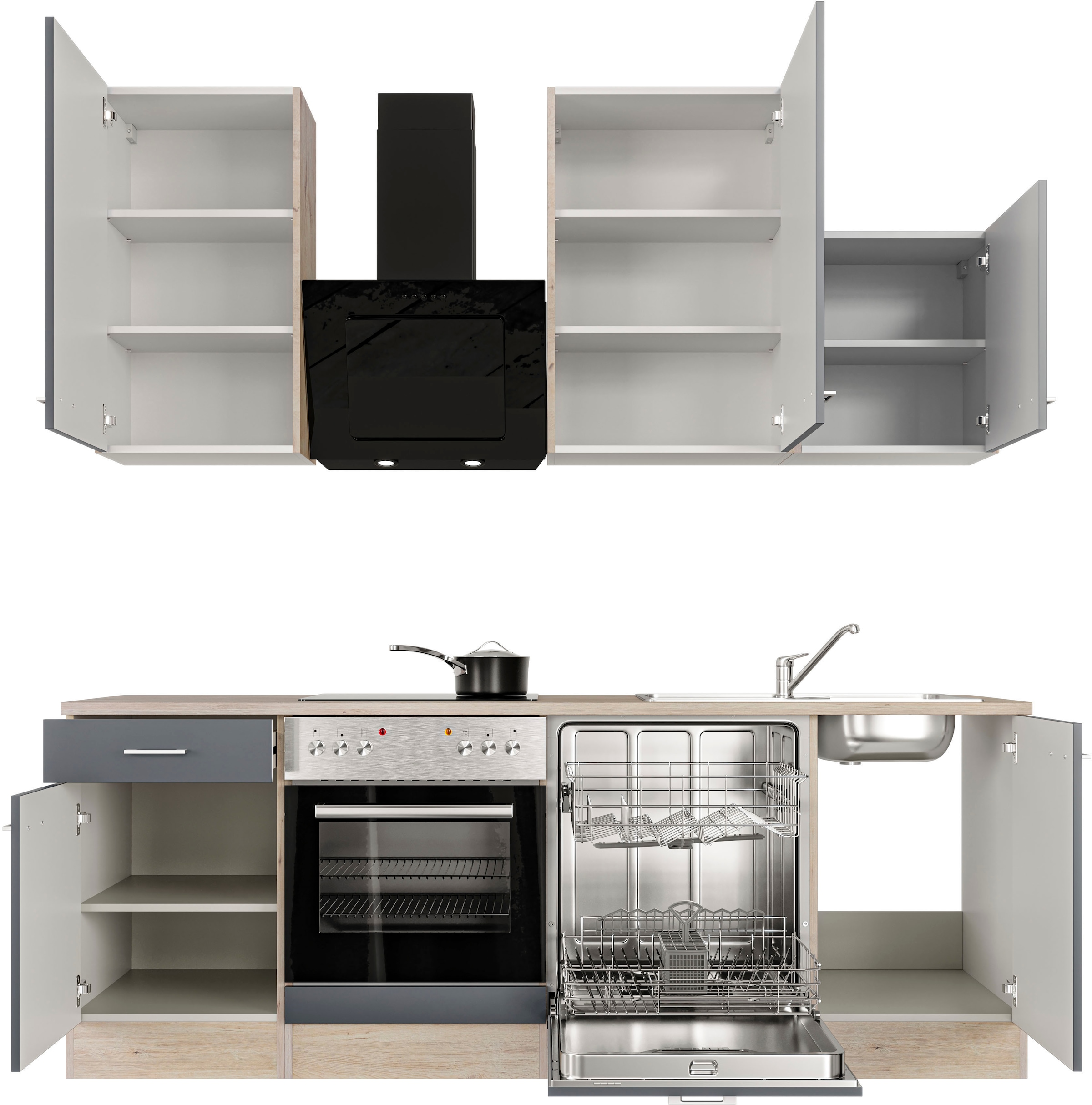 Flex-Well Küchenzeile »Morena« mit E-Geräten, Breite 220 cm, in vielen Farbvarianten erhältlich