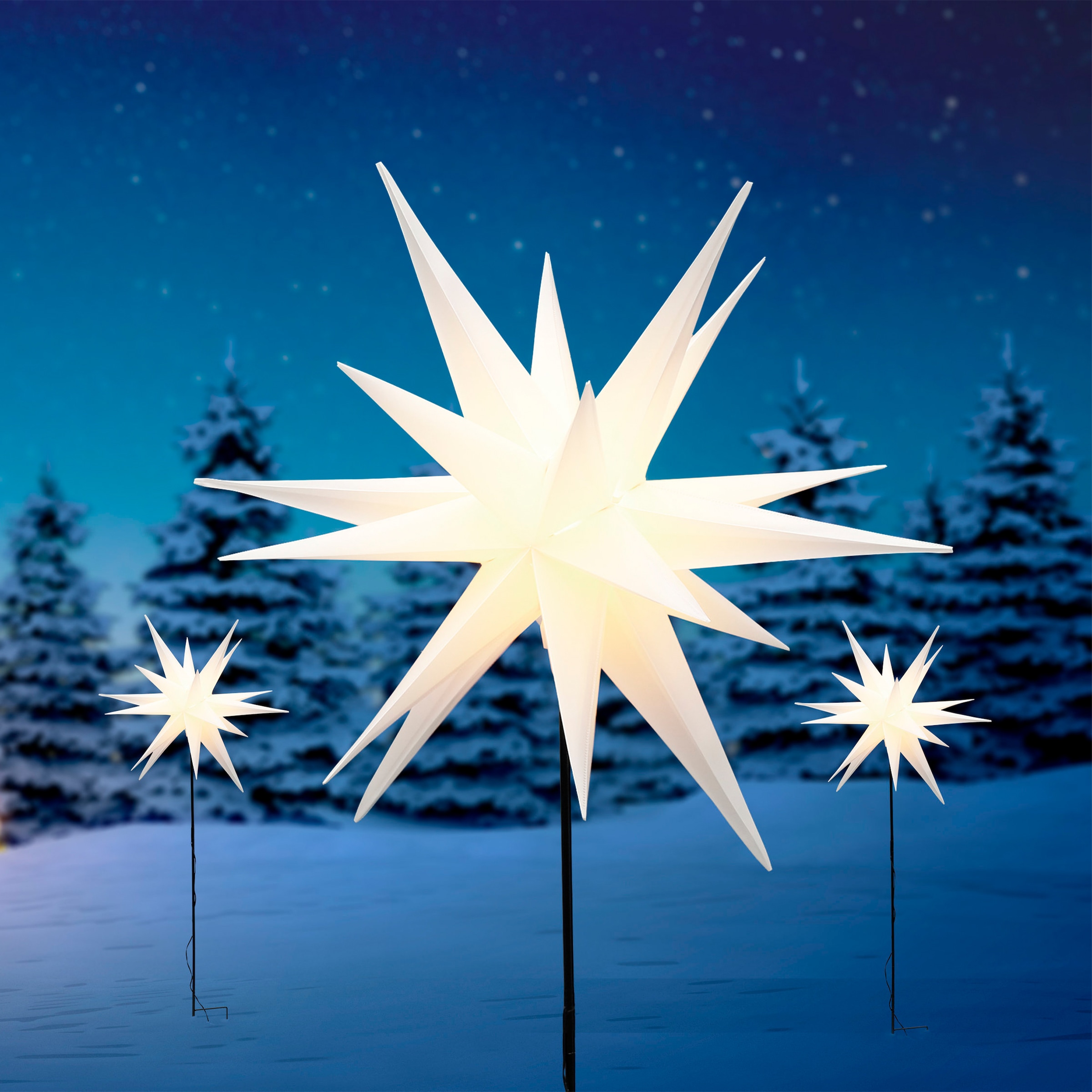 my home LED-Hängeleuchte »Visia« LED-Modul 1 Stk. Warmweiß 3D LED Stern mit Erdspieß, weiß, einfache Installation mit Erdspieß