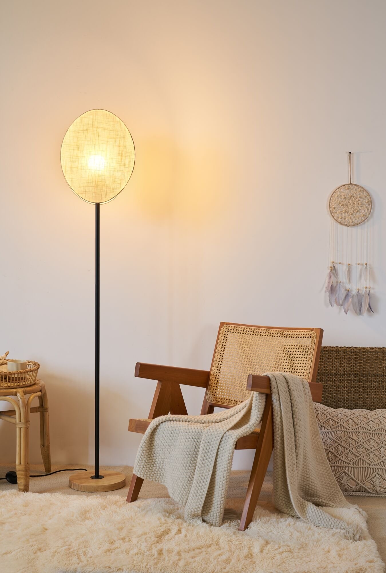Pauleen Stehlampe »Boho Darling max20W Schwarz/Beige 230V Metall/Holz/Stoff«, 1 flammig, Leuchtmittel E27 | ohne Leuchtmittel, E27