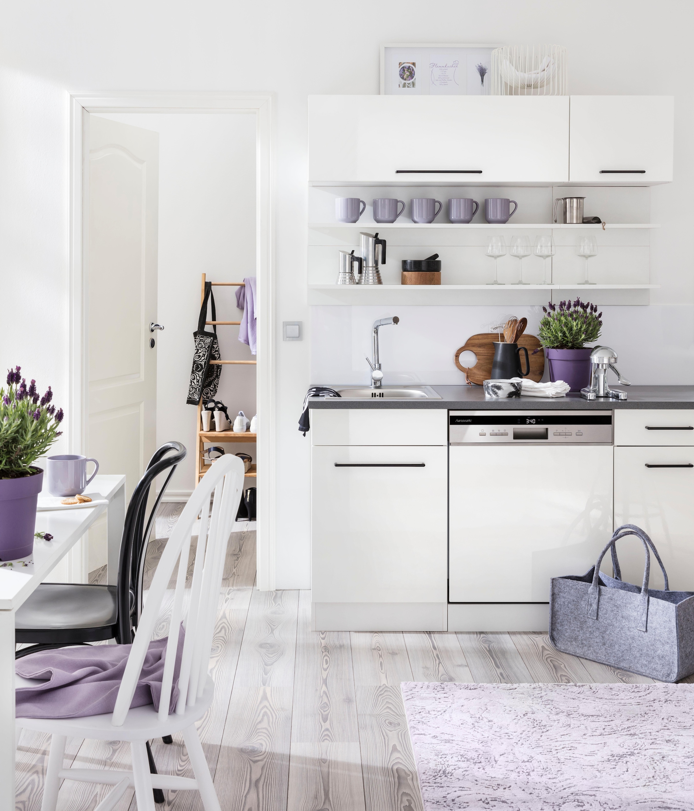 KOCHSTATION Klapphängeschrank »KS-Tulsa«, 100 cm breit, mit 1 Klappe, schwarzer Metallgriff, MDF Front