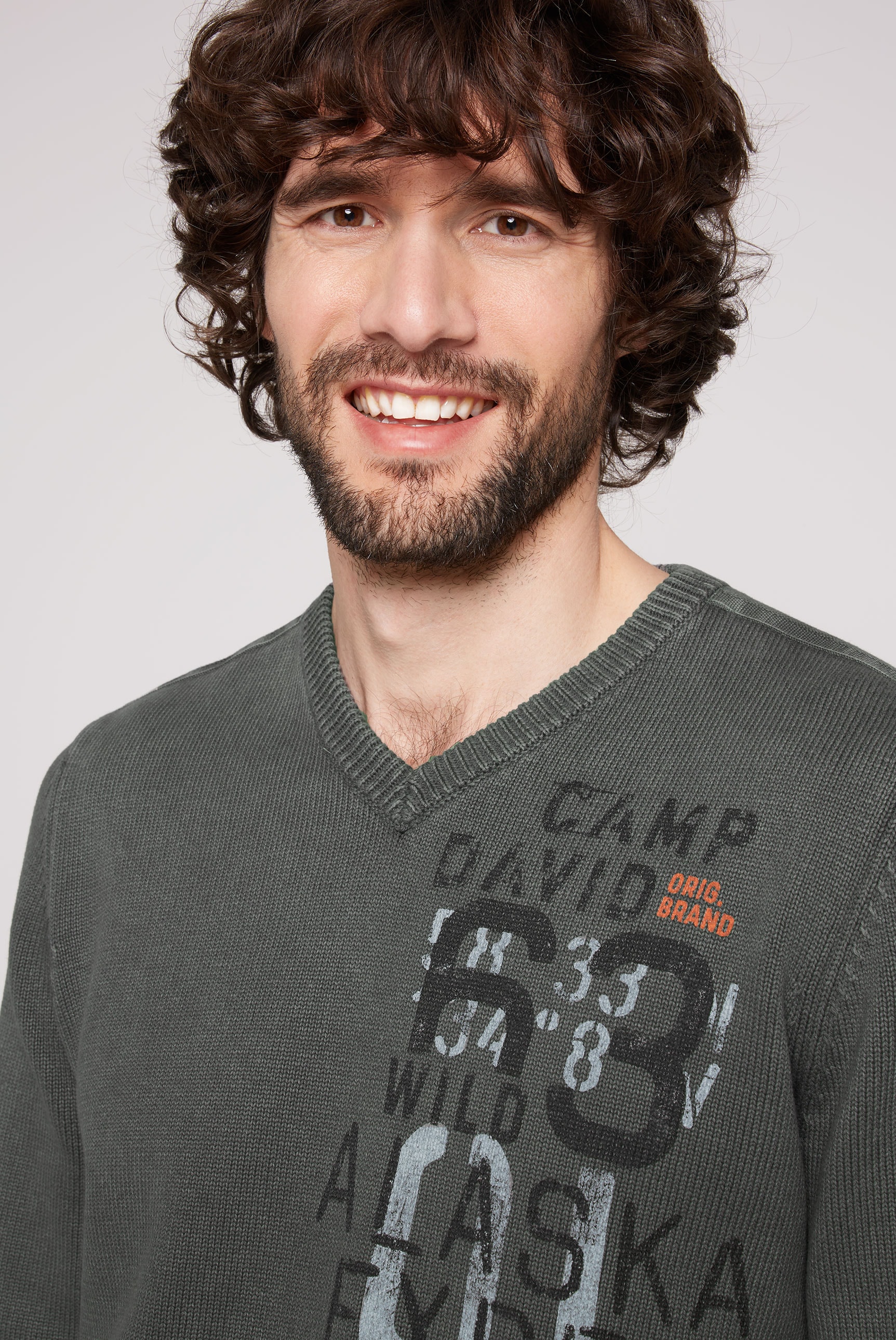 CAMP DAVID Strickpullover, mit Logoprints vorne und hinten