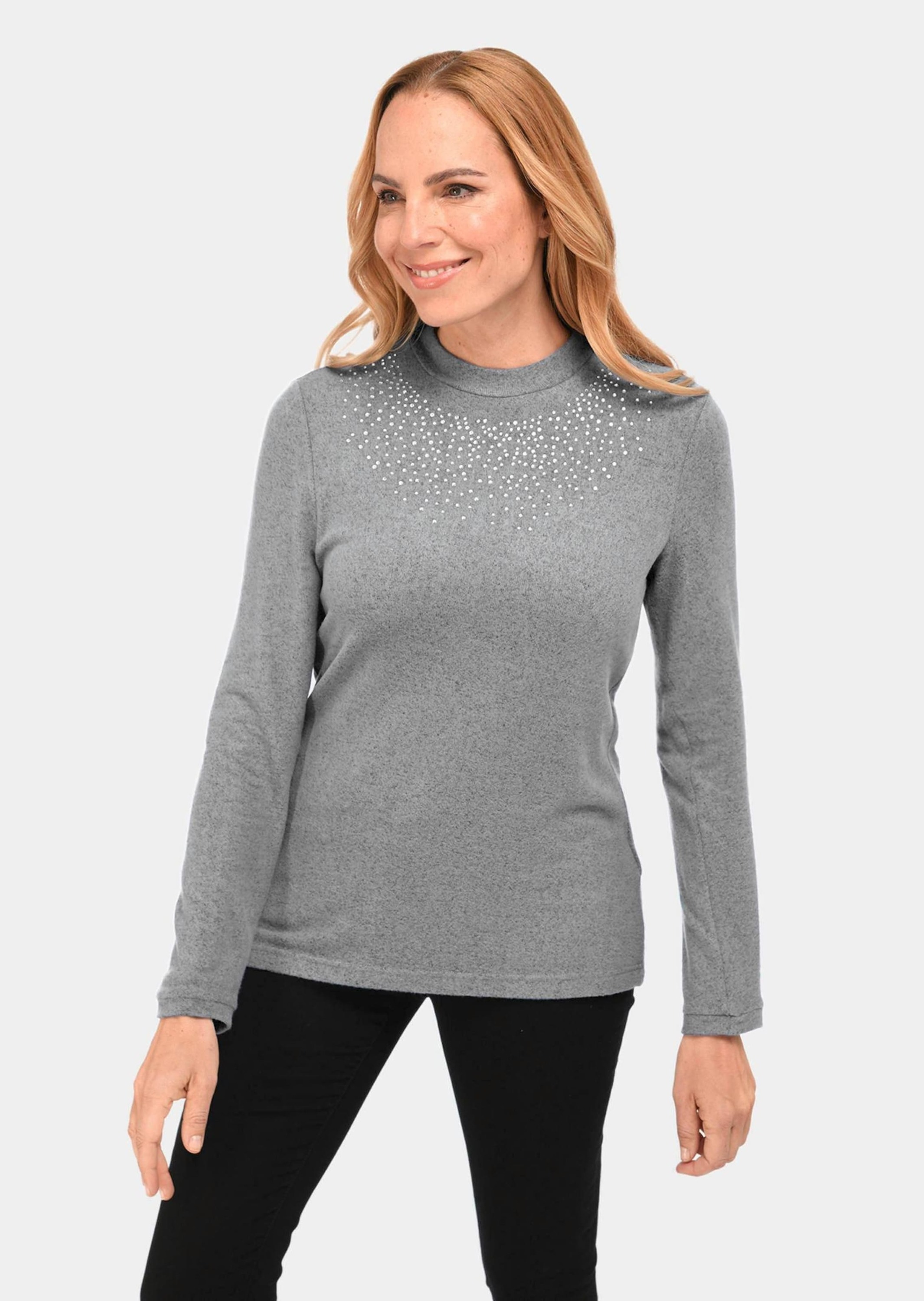 GOLDNER Longpullover »Strickshirt Angenehm weiches Shirt mit Glitzersteinen«