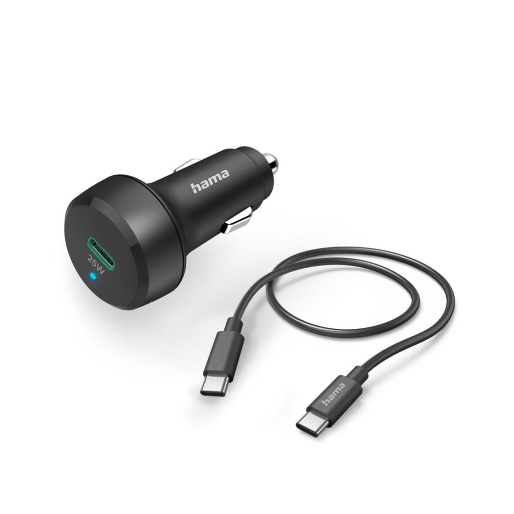 Hama KFZ-Adapter »Auto-Schnellladegerät mit Ladekabel USB-C, PD/QC, 25W, 1 m, Schwarz«, 150 cm