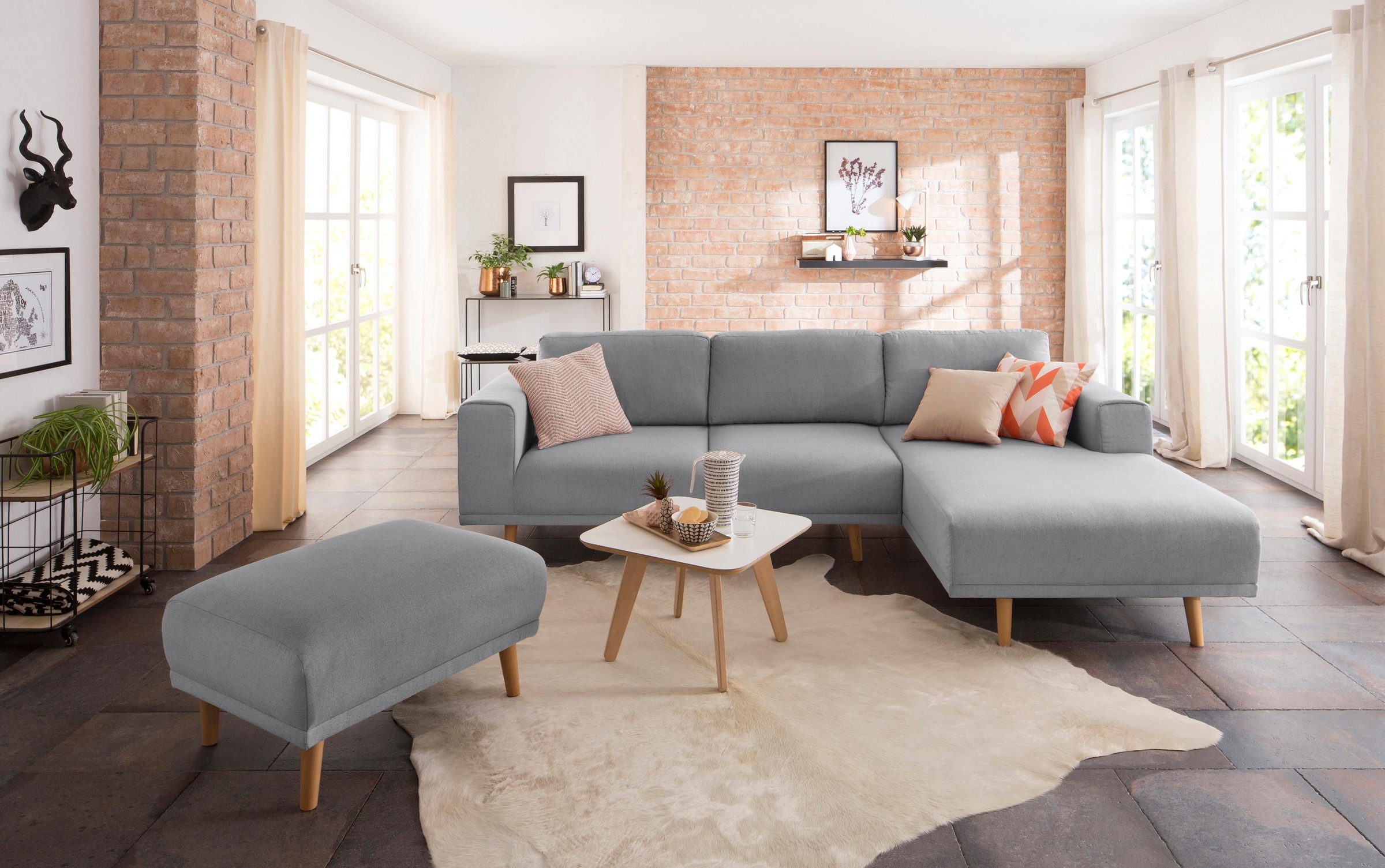 Home affaire Ecksofa »Lasse L-Form«, im scandinavischen Stil mit Holzfüßen