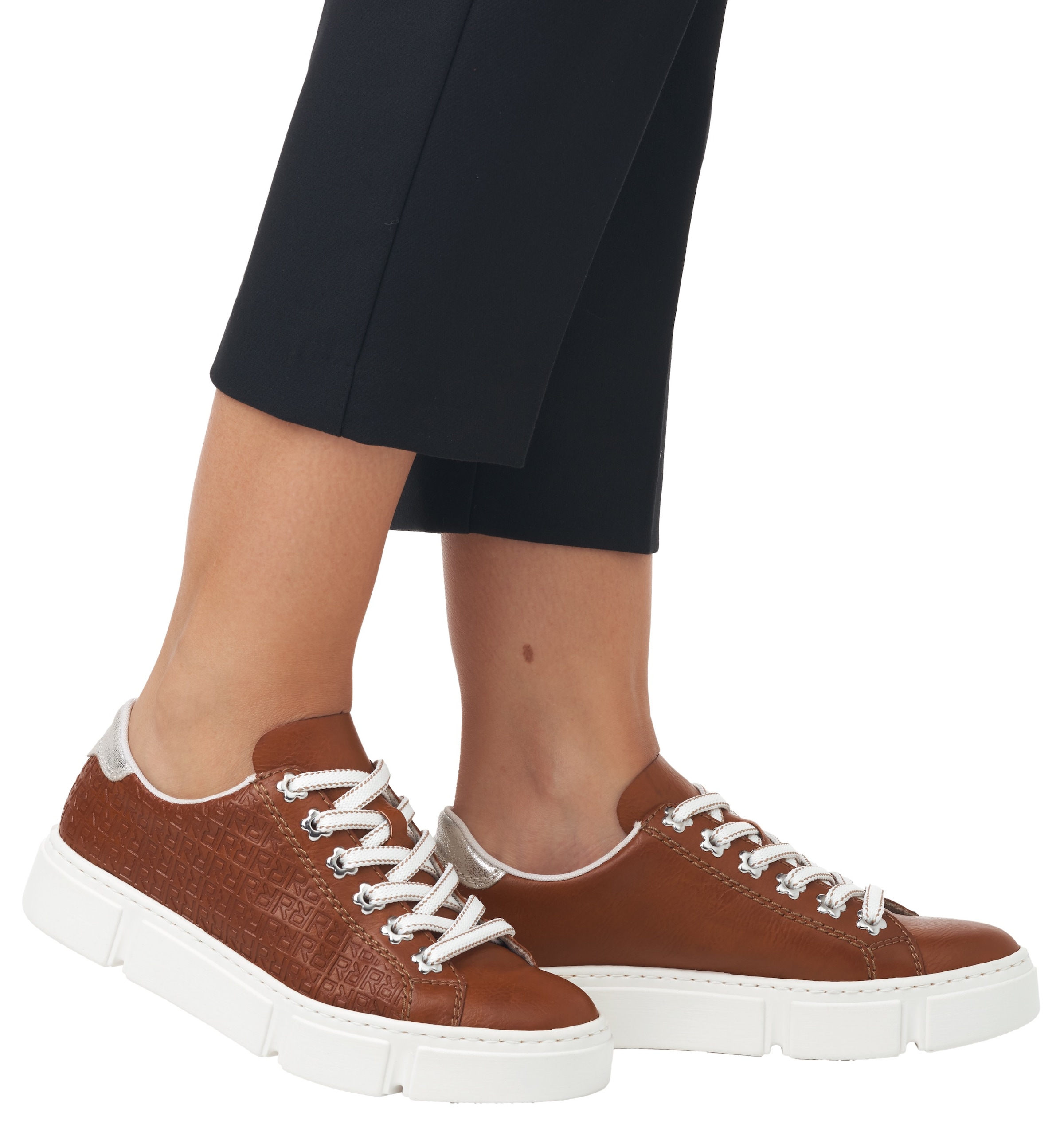 Rieker Plateausneaker »Freizeitschuh, Schnürhalbschuh«, mit seitlicher Prägung, Freizeitschuh, Halbschuh, Schnürschuh