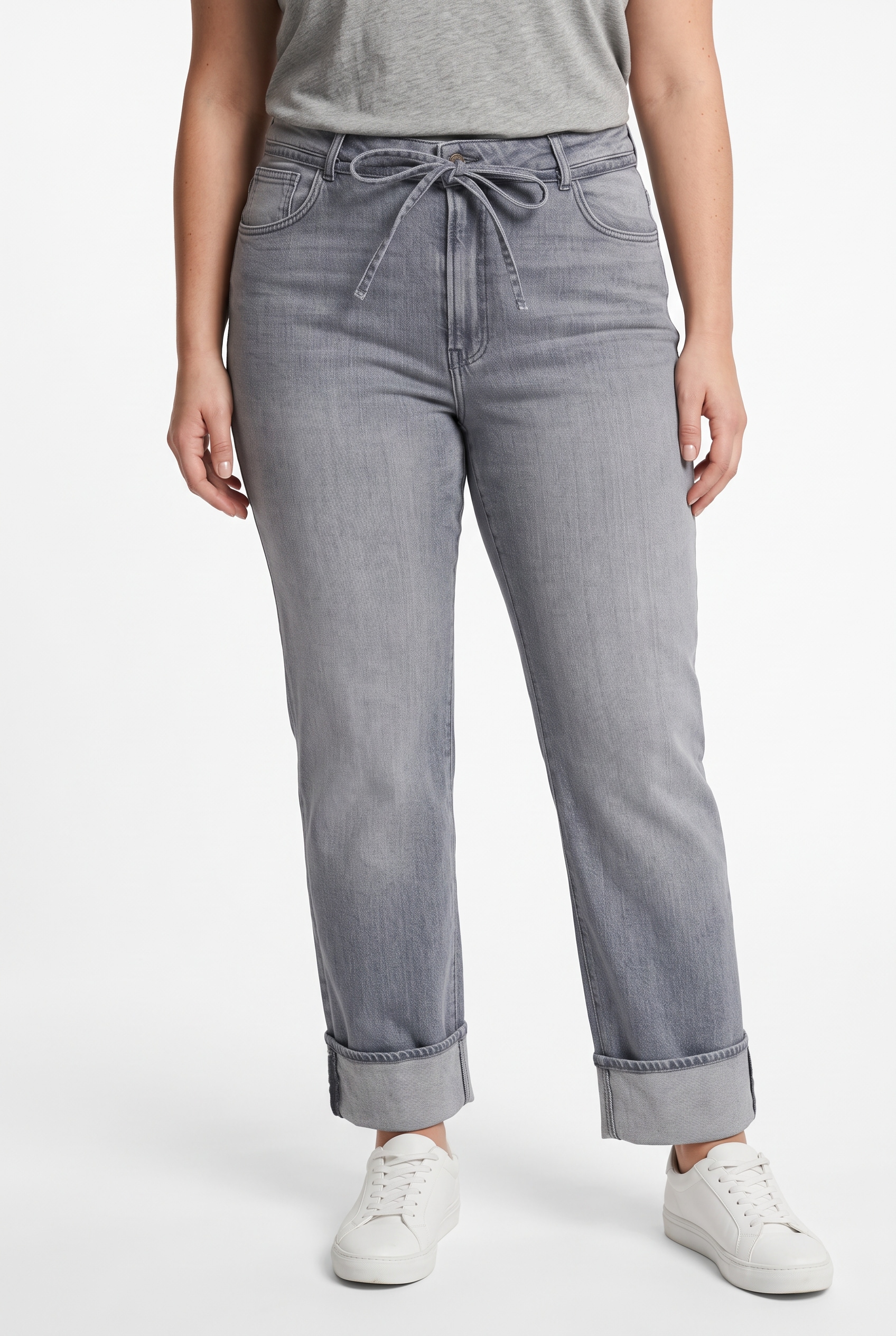 ONLY CARMAKOMA Straight-Jeans »CARGIANNA MW FOLD UP STRAIGHT AZ752« Baumwollmischung, Regular Waist