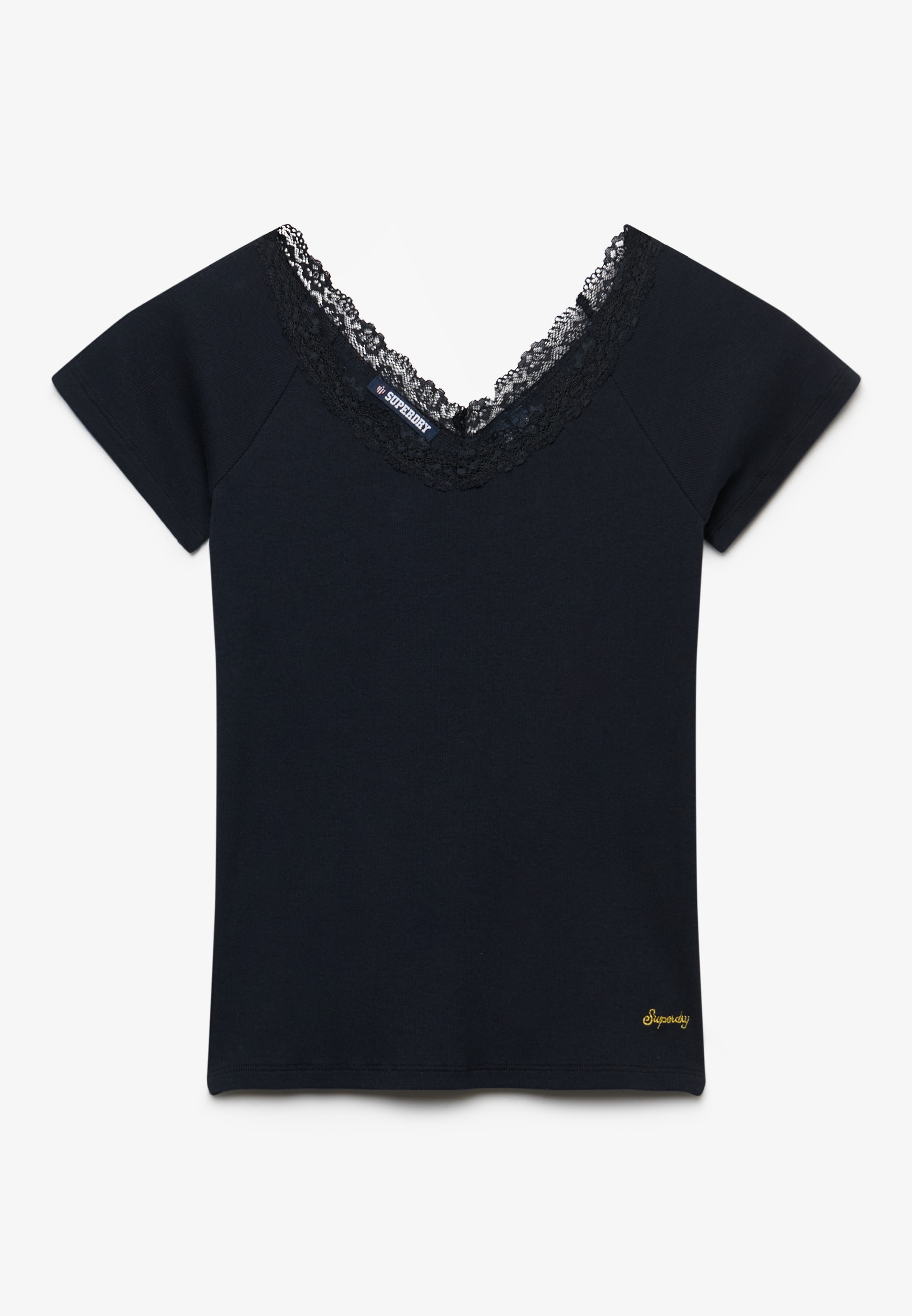 Superdry V-Shirt »ATH ESS LACE TRIM V TEE« mit Spitze