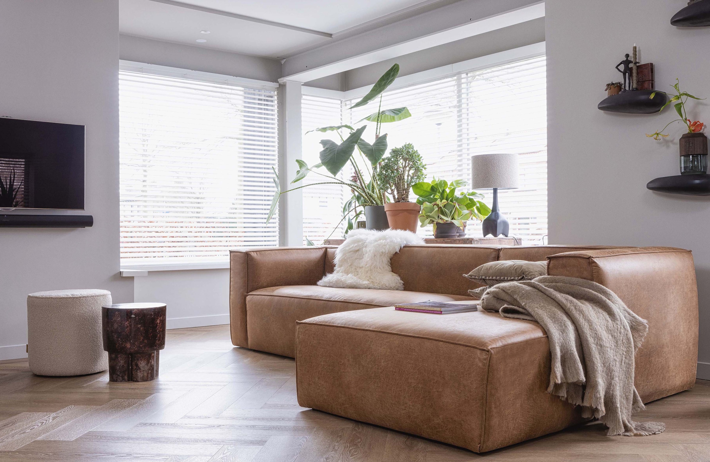 WOOOD Ecksofa »Bean«, Bezug in Lederoptik, Breite 305 cm