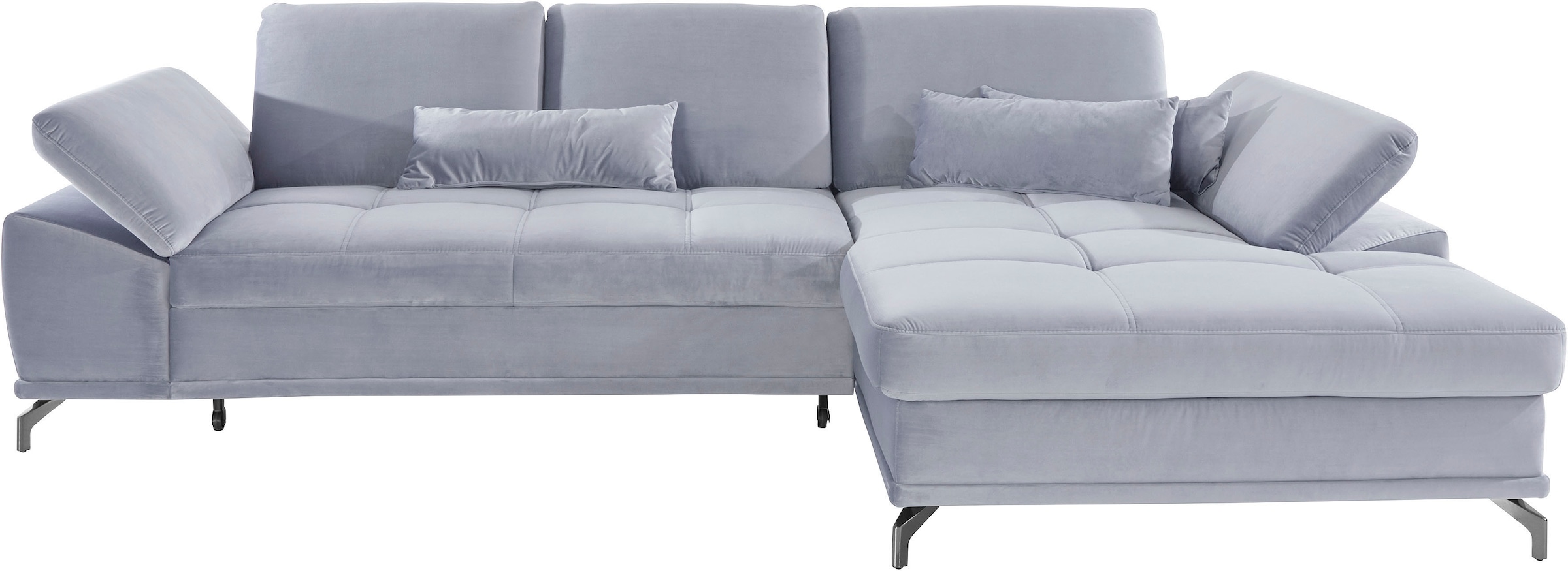 Places of Style Ecksofa Costello, mit Sitztiefenverstellung und Armlehnfunktion, incl. 3 Nierenkissen