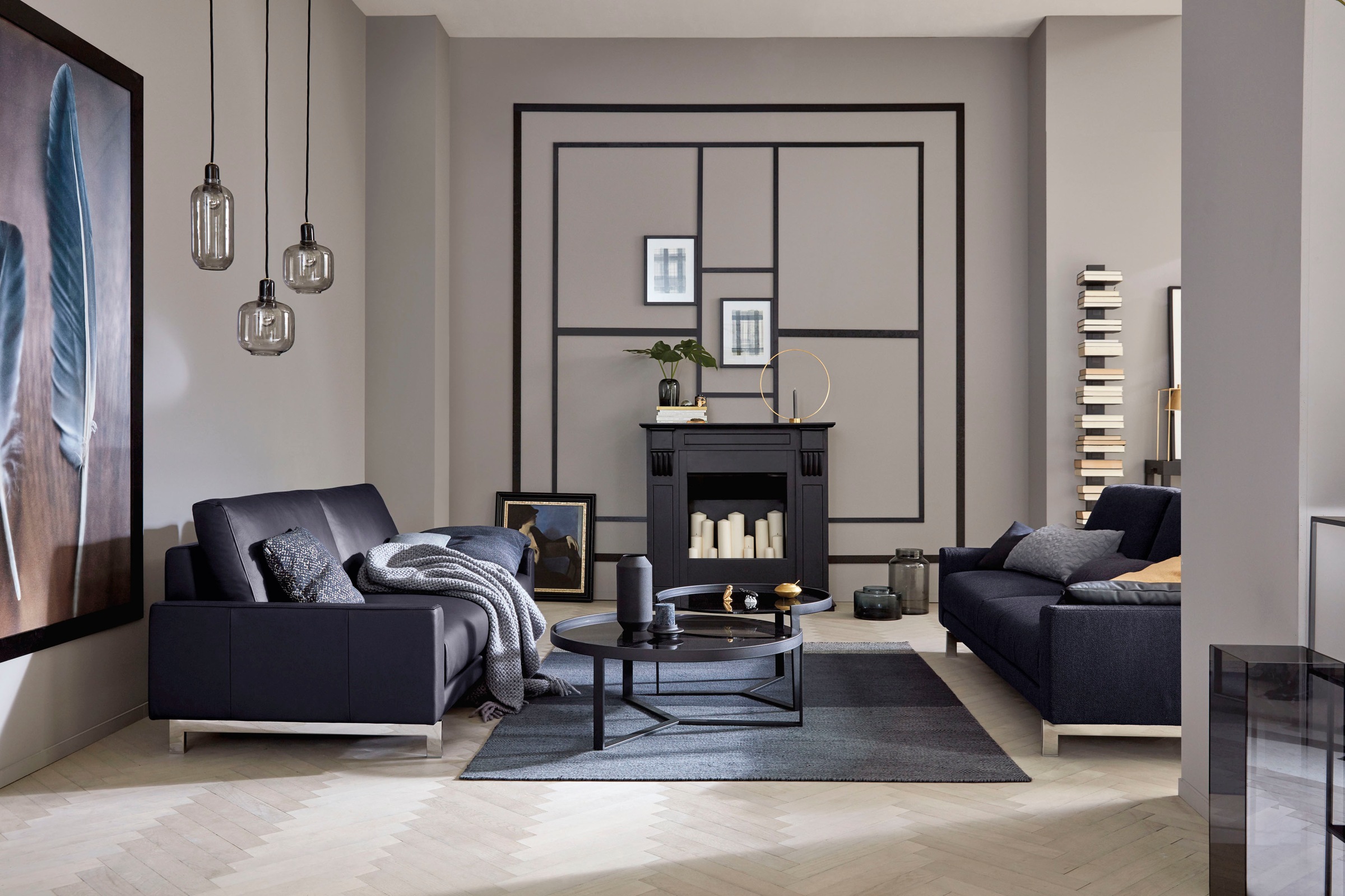 Creation BY ROLF BENZ 3-Sitzer »CR.450, Designsofa, Loungesofa«, Armlehne niedrig, Fuß chromfarben glänzend, Breite 204 cm