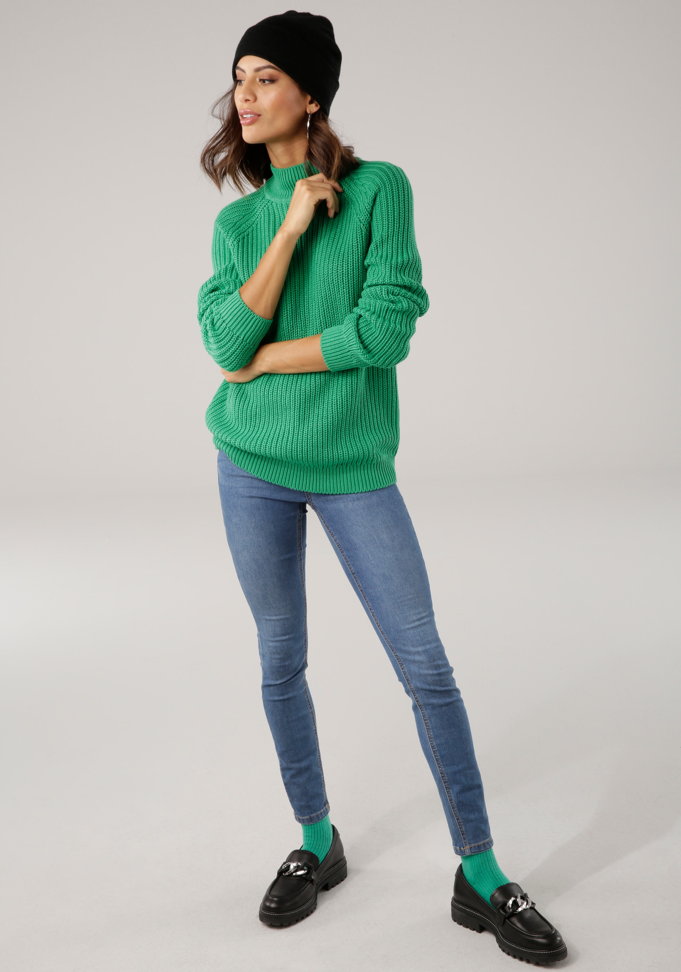 Laura Scott Strickpullover aus Grobstrick mit Stehkragen