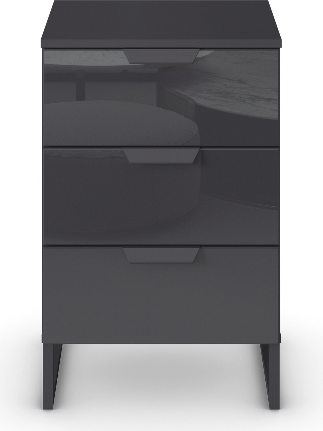 rauch Nachtkommode »Modern by Aditio«, mit Glasfront und Kufenfuß, 3 Schubladen mit Softclose-Funktion