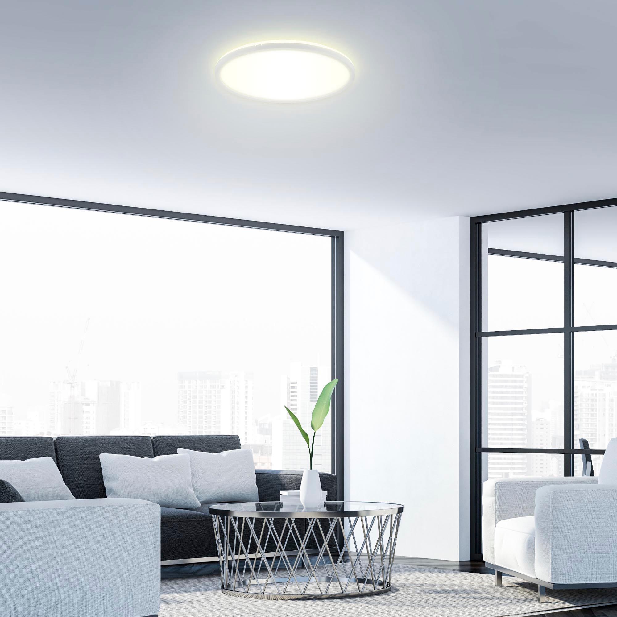 Briloner Leuchten LED Deckenleuchte »7157416 SLIM«, Leuchtmittel LED-Board | LED fest integriert, Deckenlampe, 42x2,9cm, Weiß, 22W, Wohnzimmer, Schlafzimmer, Küche