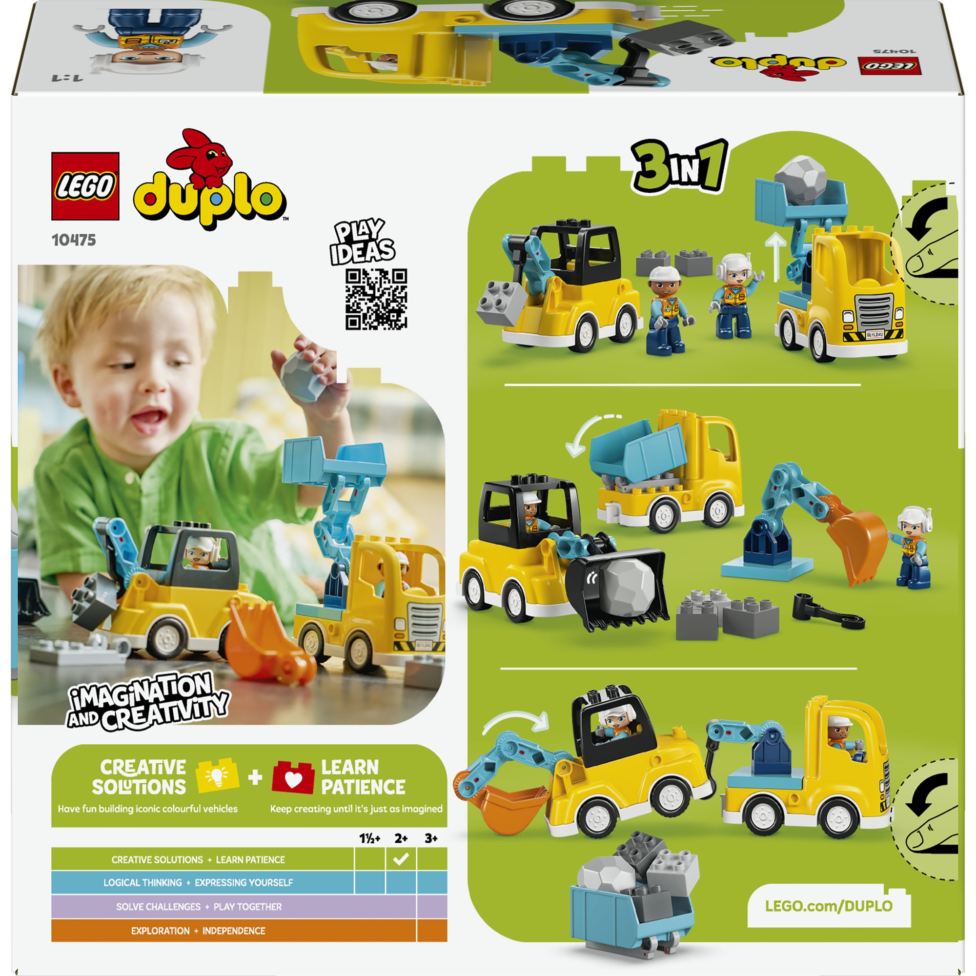 LEGO® Konstruktionsspielsteine »Baufahrzeuge – 3-in-1-Set (10475), LEGO DUPLO Town« Made in Europe