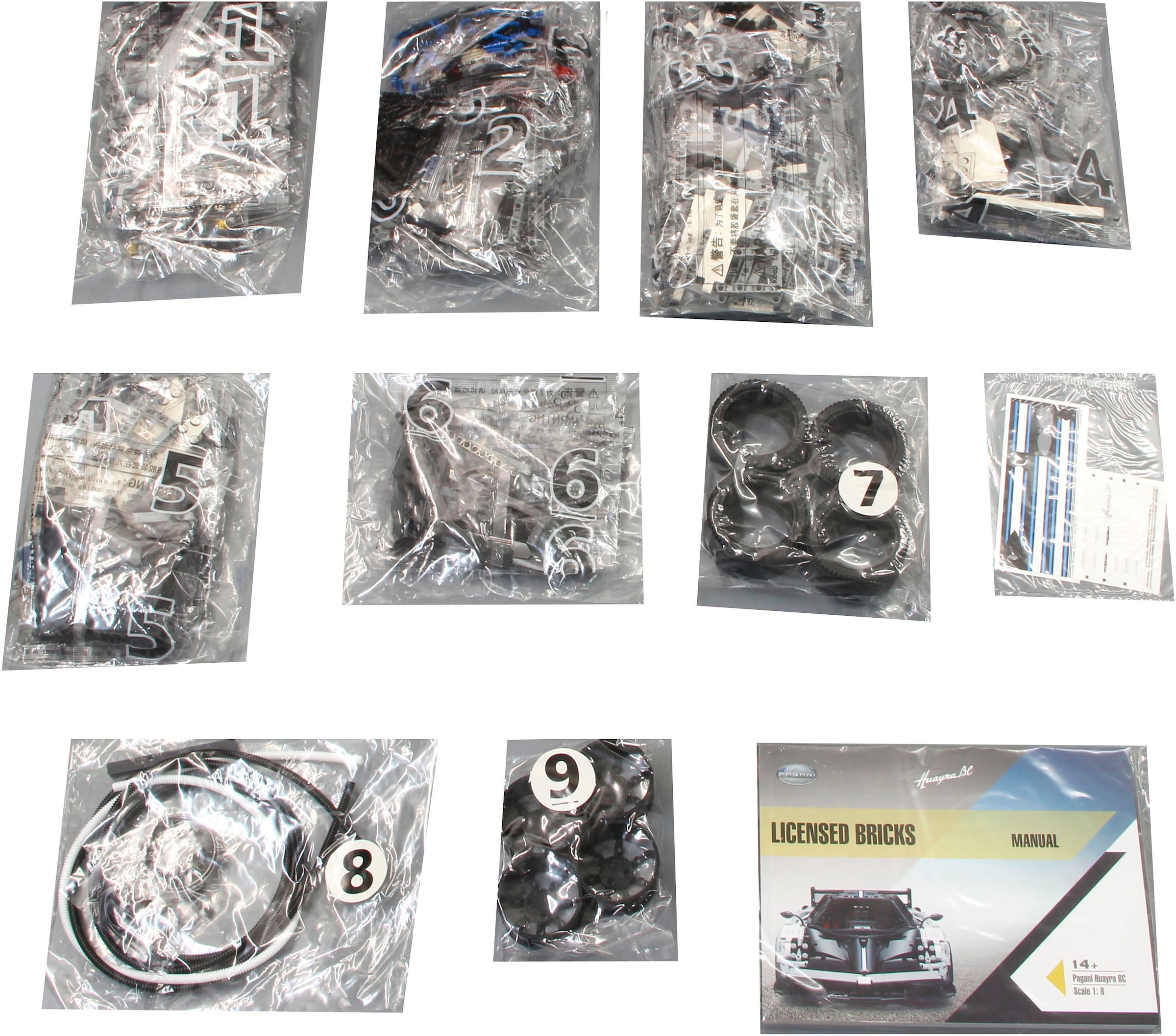 Jamara Konstruktions-Spielset »Pagani Huayra BC 1:8 weiss Bricks«, (2892 St.), im Maßstab 1:8, offiziell lizensiert