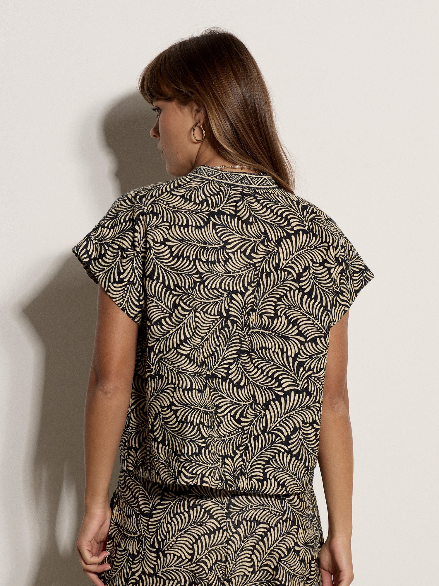 Apricot Blusentop »Cropped-Bluse« mit Blattmuster