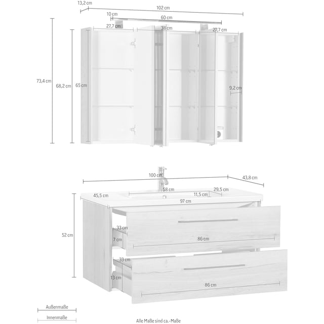 MARLIN Badmöbel-Set »3400«, (Set, 2 St.), Breite 100 cm mit 3 Jahren XXL  Garantie