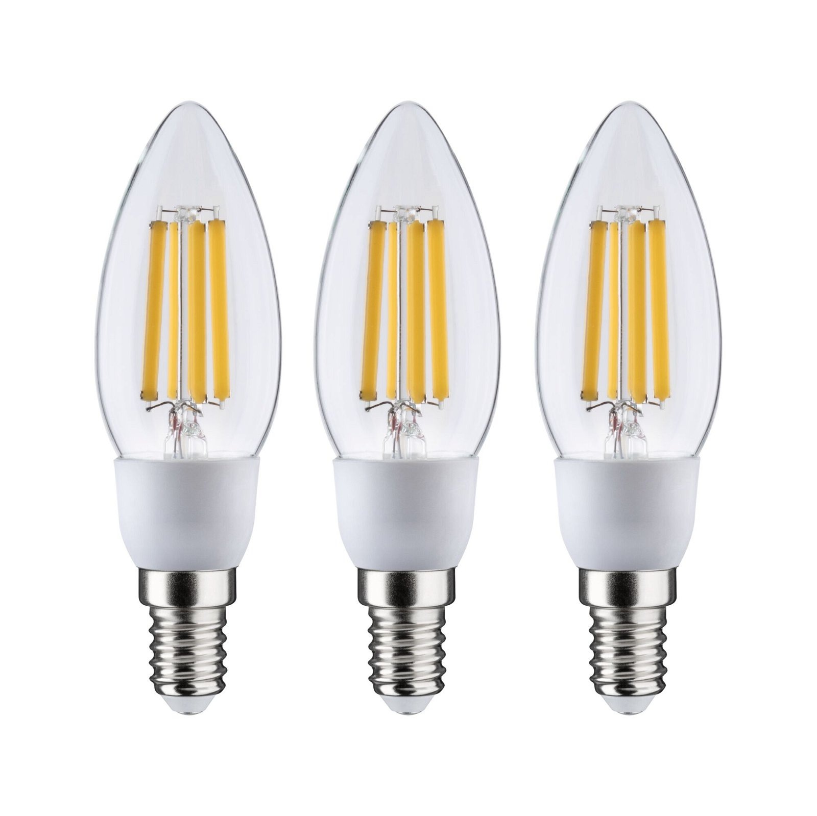 Paulmann LED-Leuchtmittel »Eco-Line 3er Pack Kerze 525lm 2,5W 3000K klar 230V«, Warmweiß