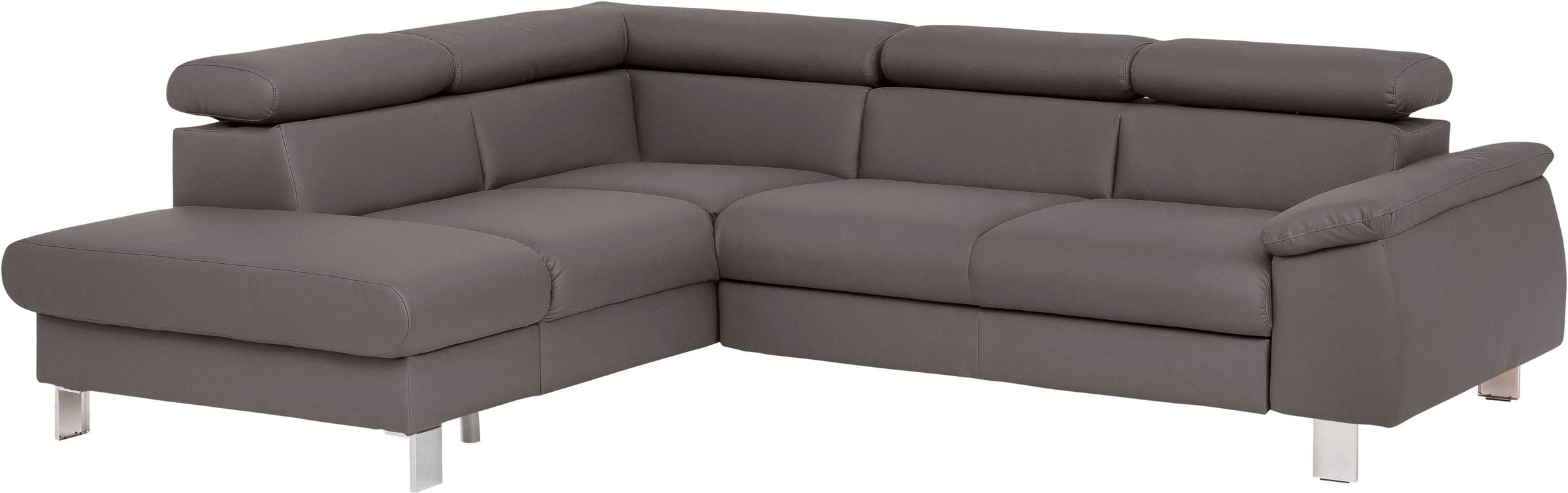 COTTA Polstergarnitur »Komaris L-Form, B: 249 bzw. 100 cm (Set: Ecksofa & Hocker)«, (Set), mit Kopfteilverstellung, optional Bettfunktion, Bettkasten & Licht