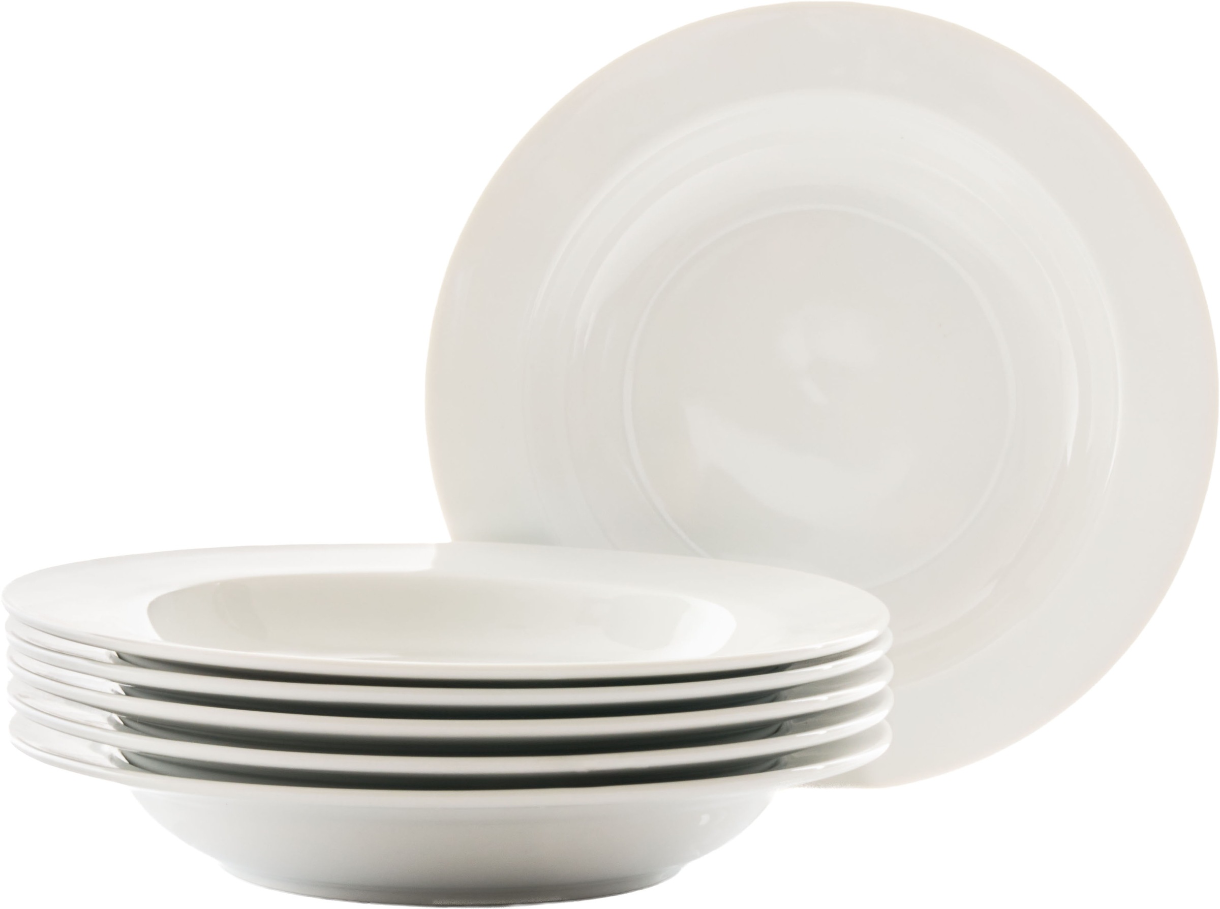 Retsch Arzberg Suppenteller »HEIKE WEISS 21 cm, Set 6-tlg. für 6 Personen, rund Porzellan« Allrounder für jeden Tag - langlebig und universell einsetzbar