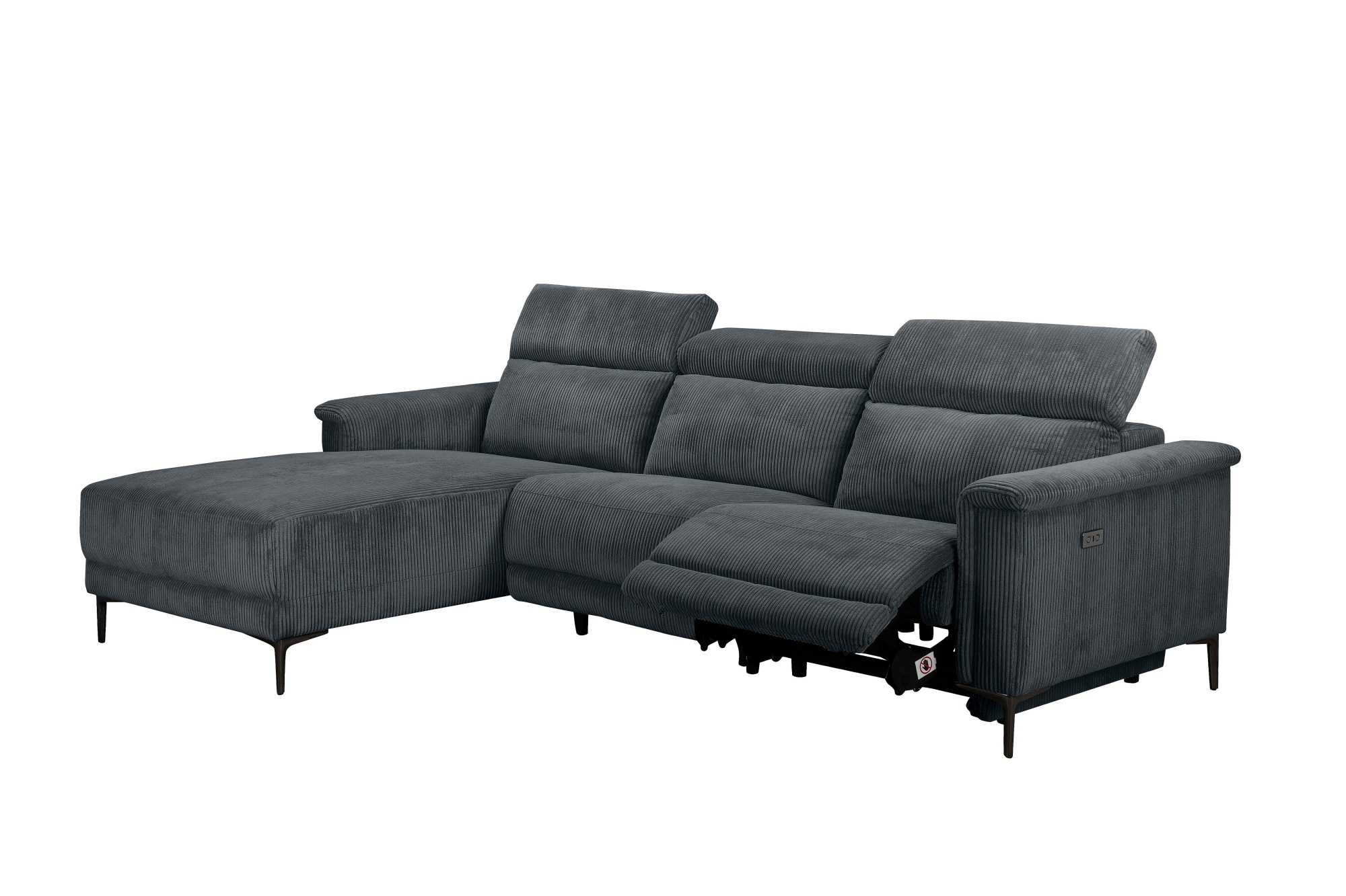 Home affaire Ecksofa »Lund in Cord, L-Form, 261 cm, manuelle und elektr. Relaxfunktion,«, USB-C und Kopfteilverstellung