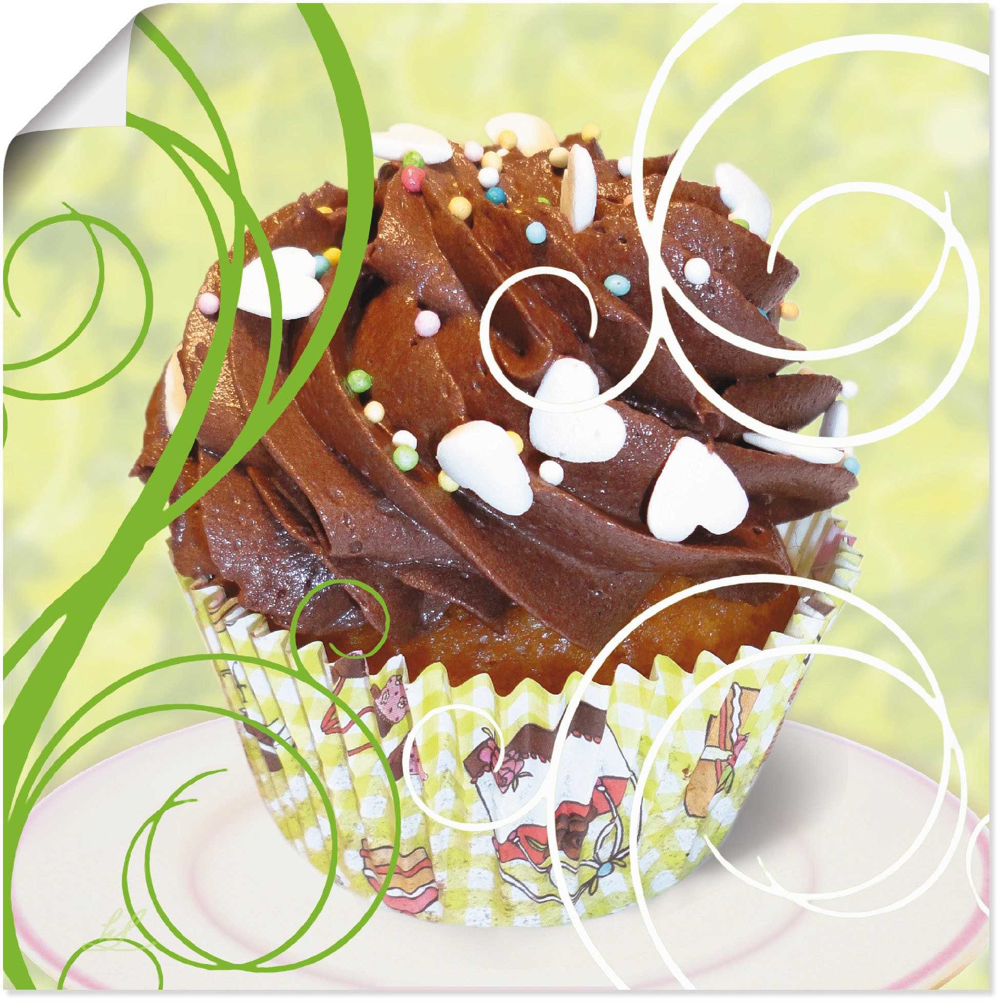 Artland Wandbild »Cupcake auf grün - Kuchen«, Süßspeisen, (1 St.), als  Alubild, Leinwandbild, Wandaufkleber oder Poster in versch. Größen auf  Raten kaufen