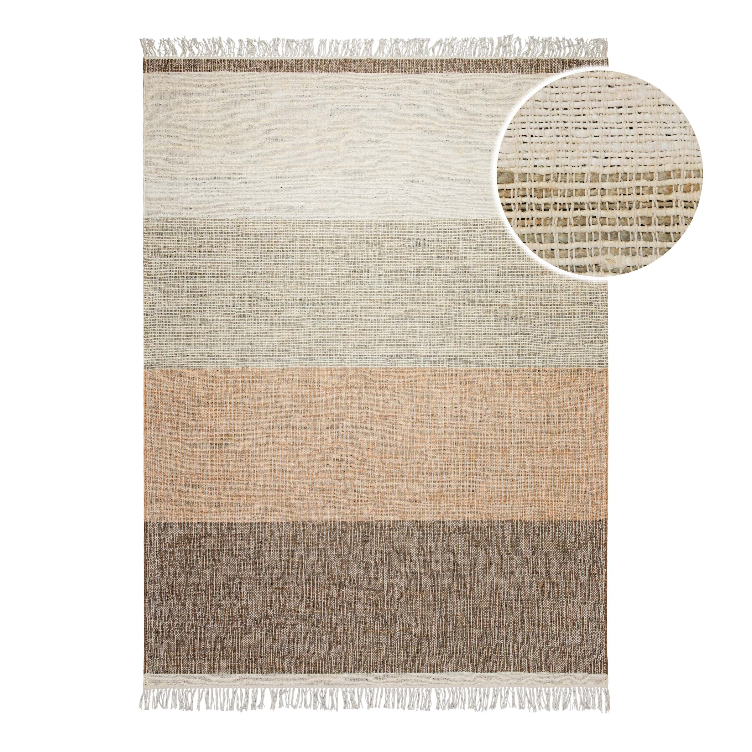 OTTO home Teppich »Dallin«, rechteckig, 4 mm Höhe, 80% Jute, handgewebt, mit Fransen, Wohnzimmer, Naturfaser