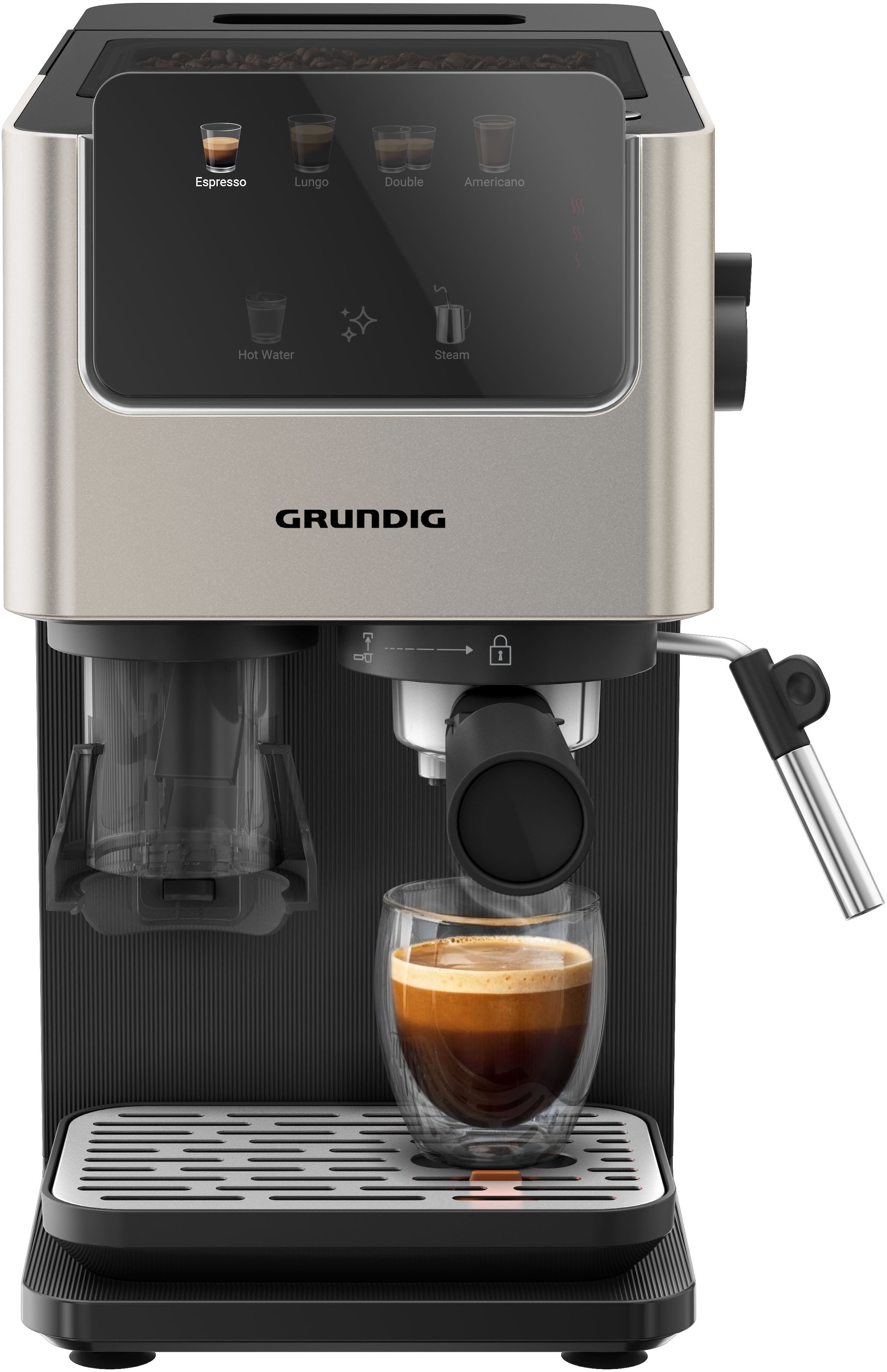 Grundig Siebträgermaschine »KSM 7530« Kaffeevollautomat mit 15 Bar, Touch & GrindPro™ Mahlwerk