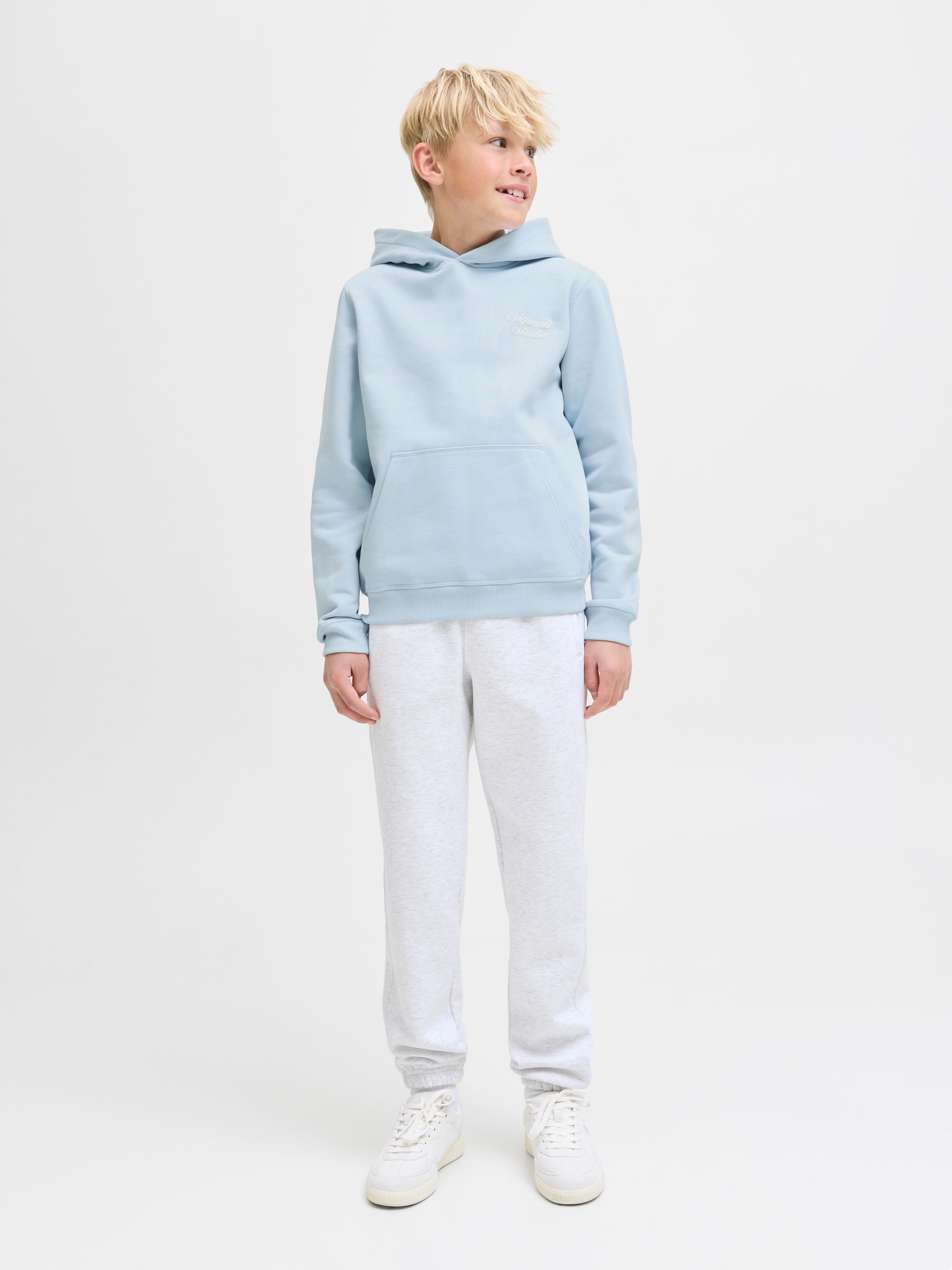 Jack & Jones Junior Kapuzensweatshirt »JORNORREBRO TYPO BACK SWEAT HOOD SN JNR«, Baumwollmischung, relaxed fit, Langarm
