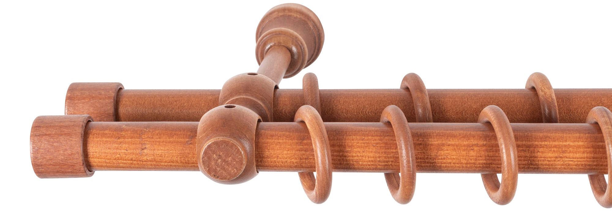 SN DECO GROUP Gardinenstange »Cafiro« 2 läufig-läufig Fixmaß 28 mm, Holz, verschiedene Längen und Farben, Komplettset