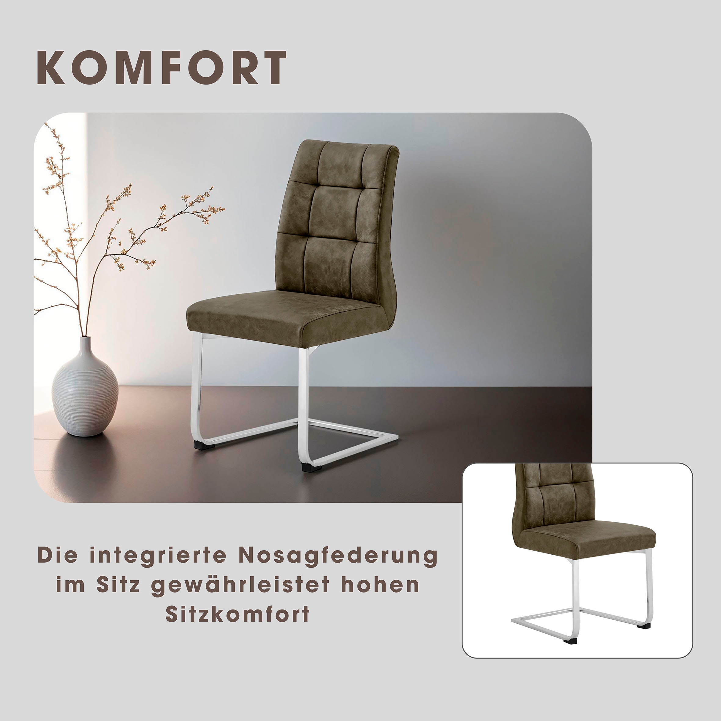 byLIVING Esszimmerstuhl »Marlen XXL« (Set) 2 Stk.bis zu 150 kg belastbar, Vintage-Bezug, Freischwinger