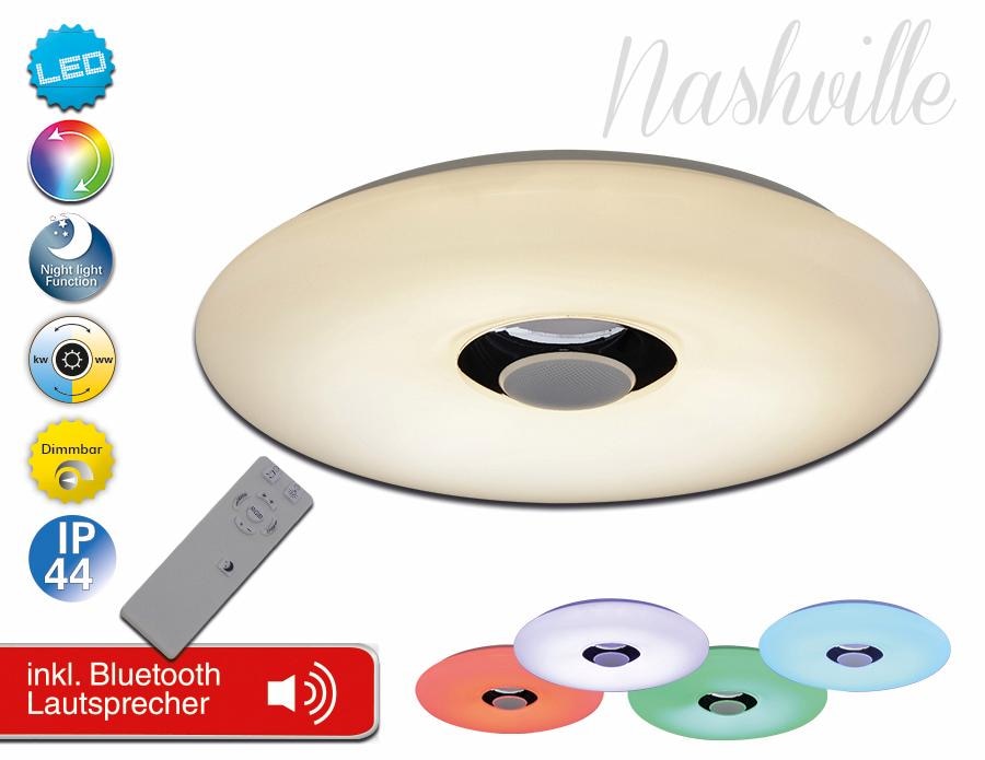 näve RGB-Farbwechsler, dimmbar, Bluetoothspeaker Jahren Deckenleuchte mit \