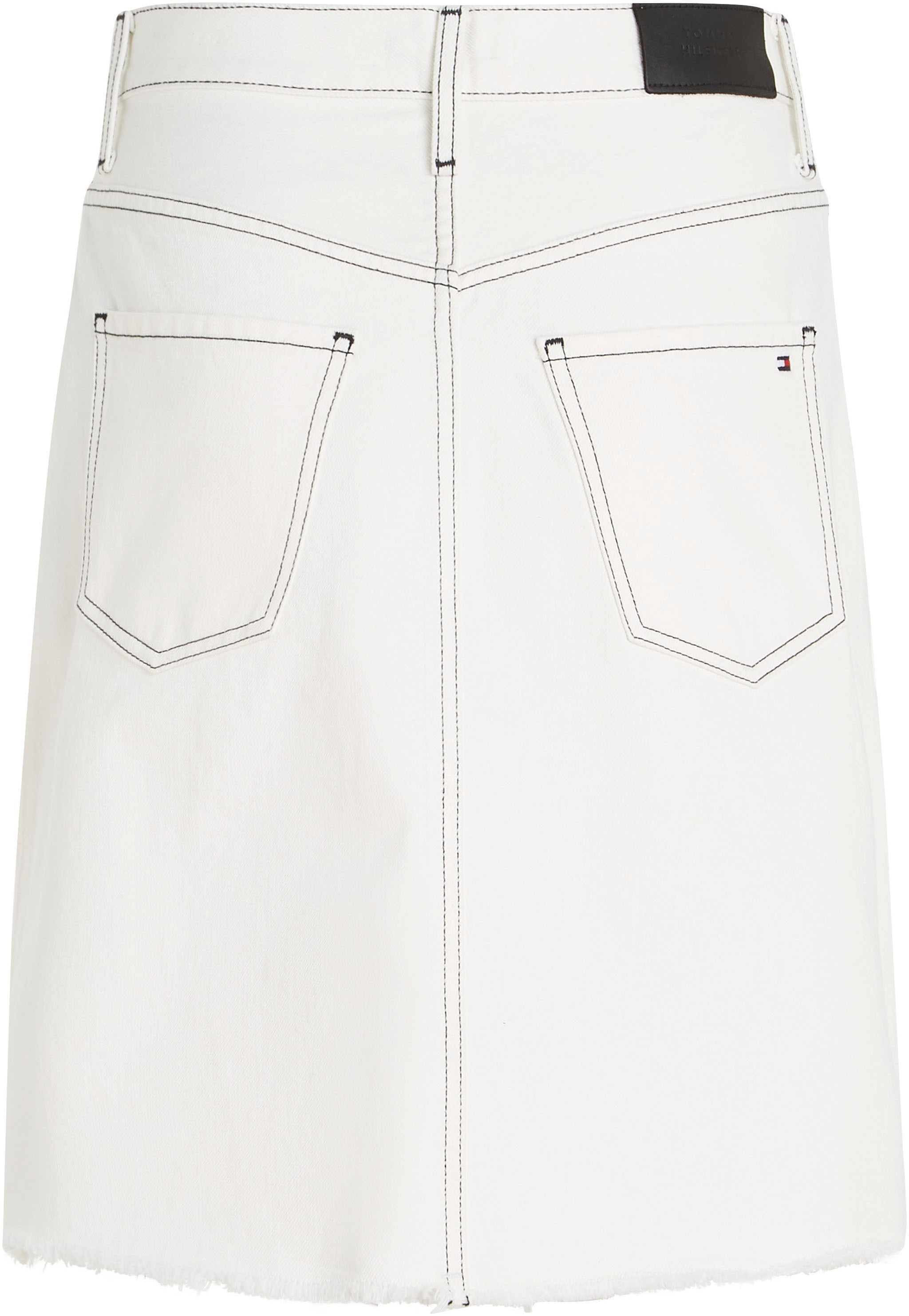 Tommy Hilfiger Jeansrock »DNM RW A-LINE SKIRT ECRU«, Webrock mit Logoprägung