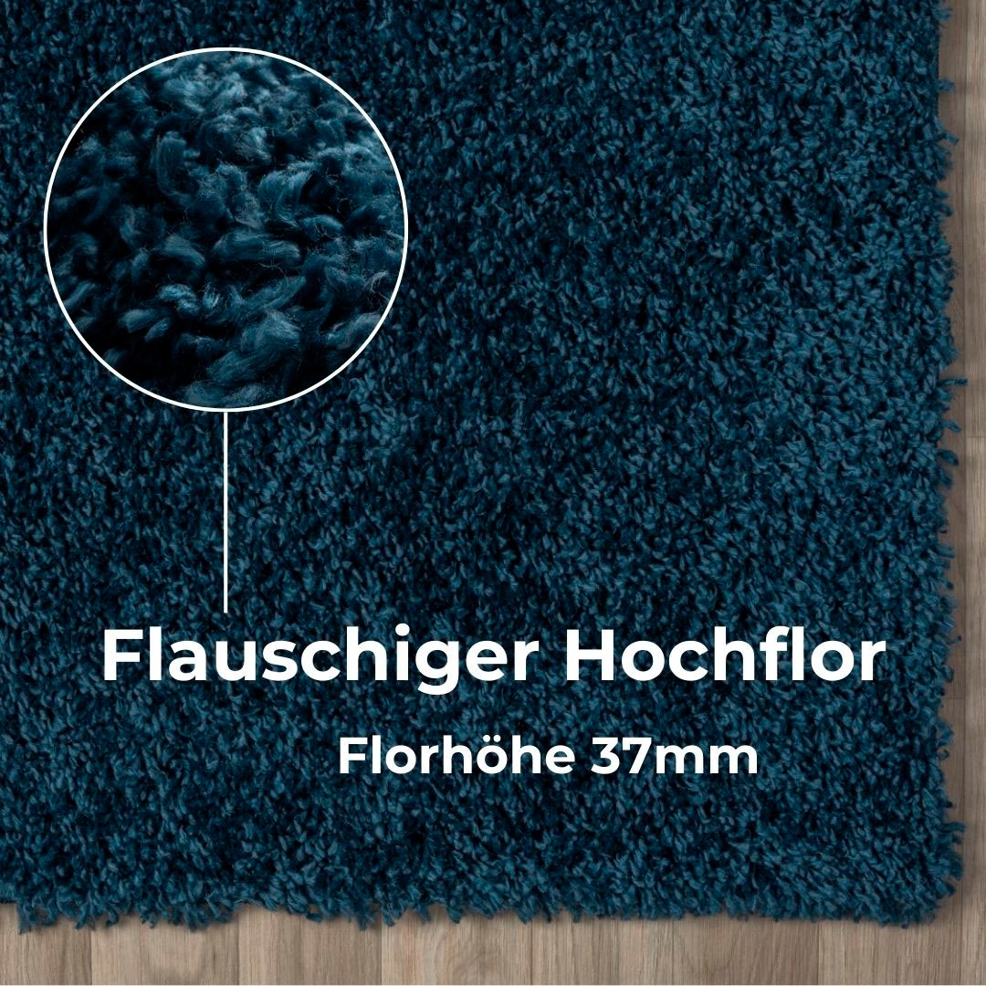 my home Hochflor-Teppich »Banji«, rechteckig, 37 mm Höhe, Uni Farben, weich und flauschig, auch als Läufer & in rund erhältlich