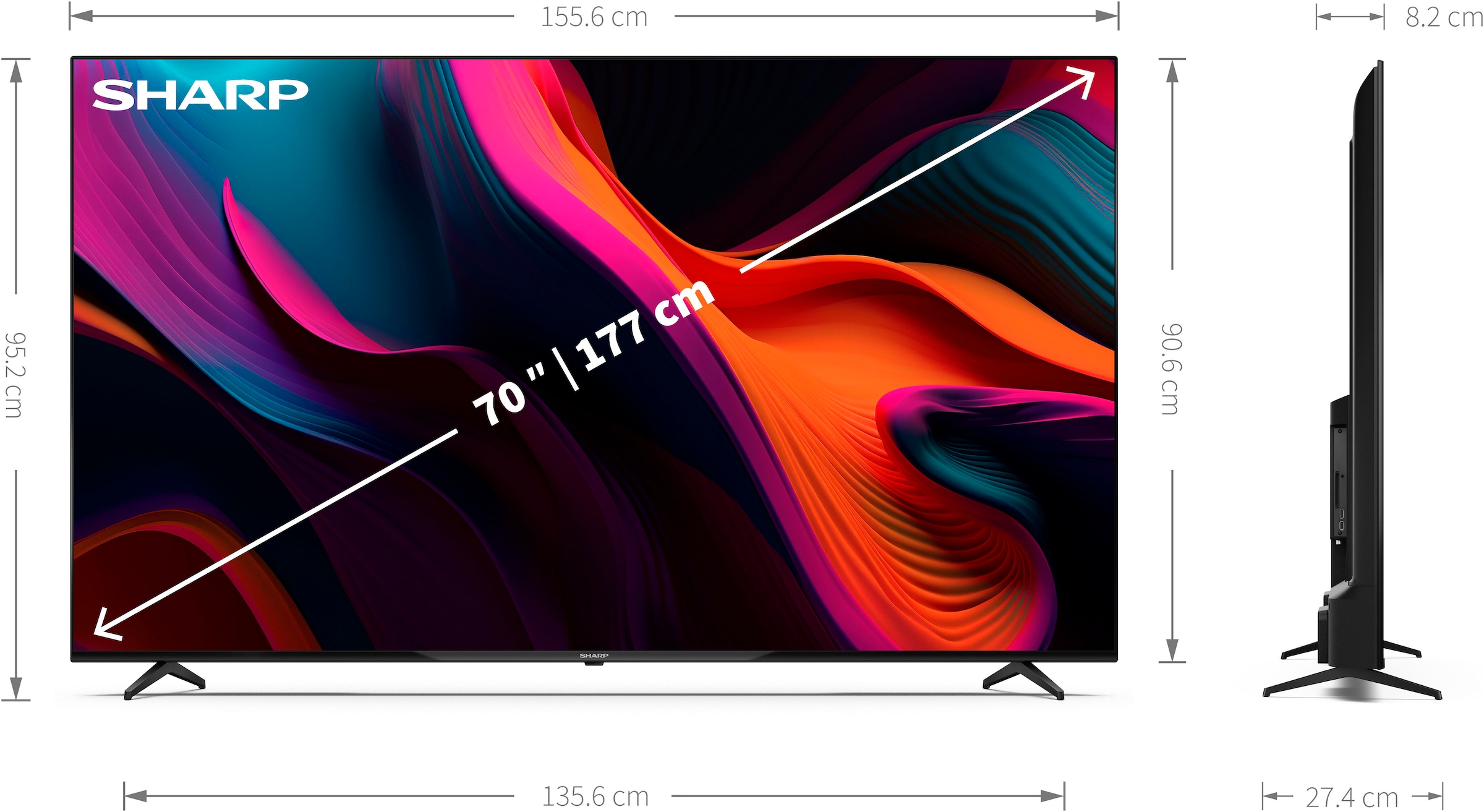 Sharp LED-Fernseher »4T-C70GLx«, 4K Ultra HD, Google TV