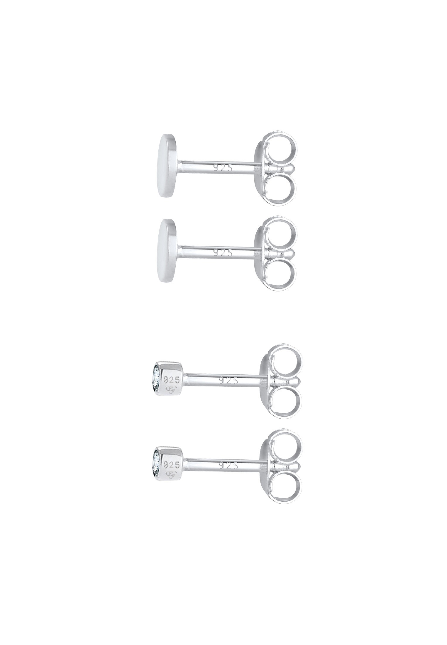 Elli Ohrstecker-Set »Ohrringe Kristalle Plättchen Ohrstecker Set 925 Silber«