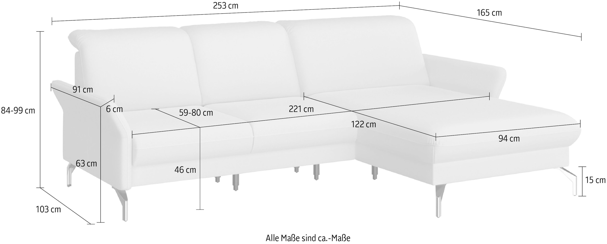 sit&more Ecksofa »Fashion L-Form«, wahlweise mit Kopfteilverstellung und Vorziehsitz, motorisch