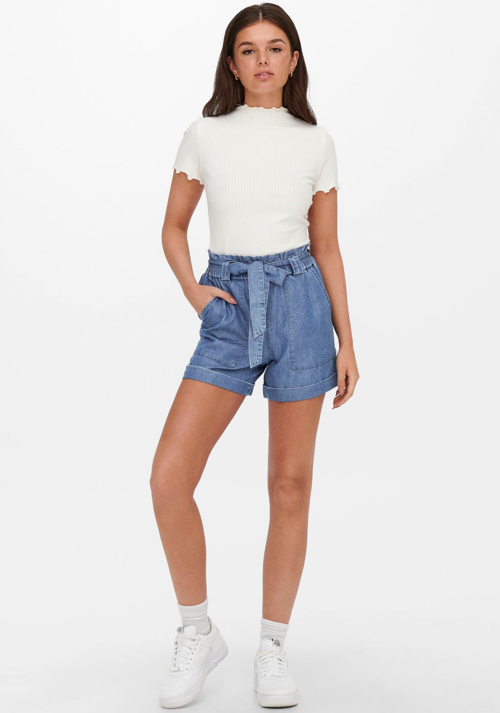 ONLY Shorts »ONLBEA SMILLA HW PB LOOSE DNM SHORTS«, im Denim Look