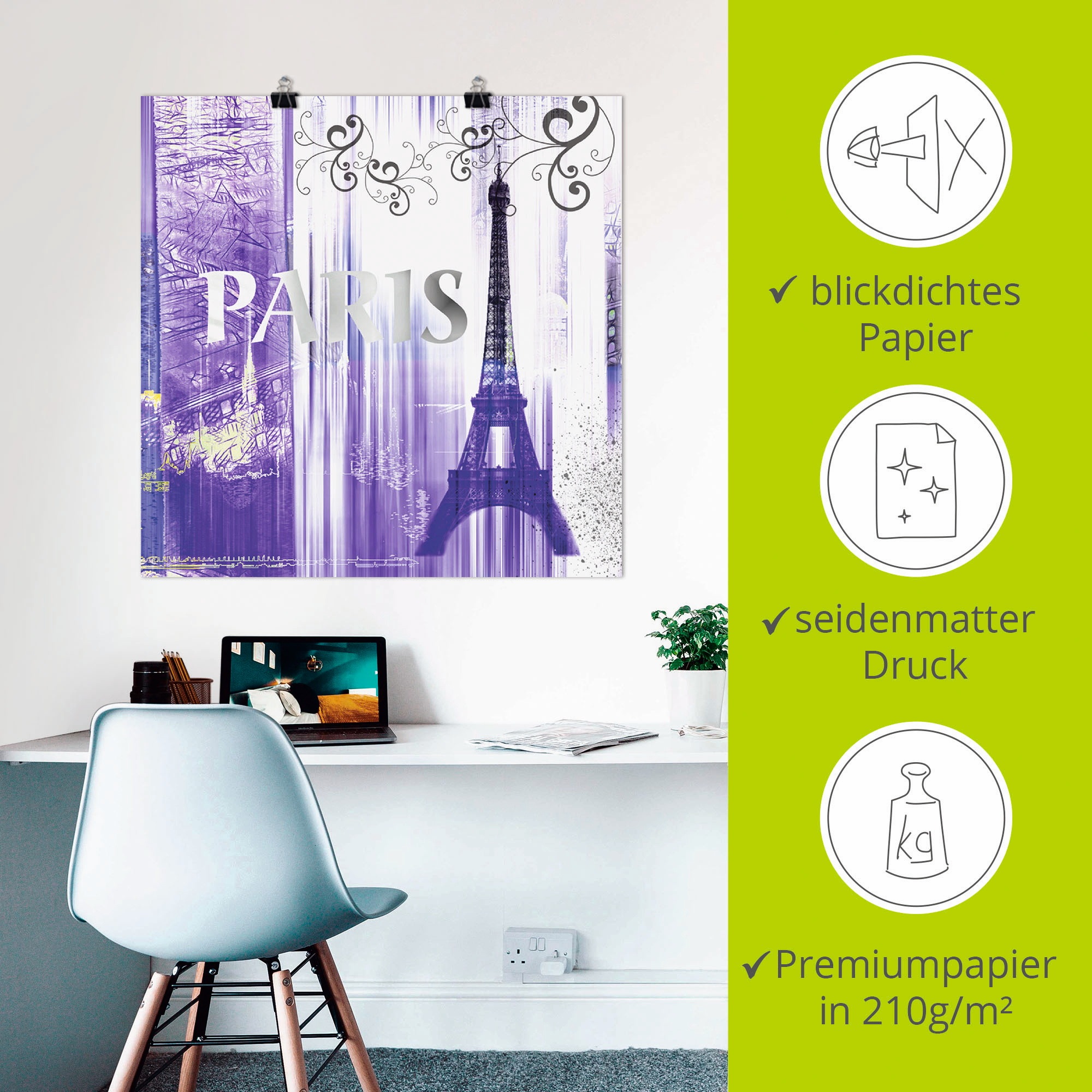 Artland Wandbild »Paris Skyline Collage II«, Gebäude, (1 St.), als Leinwandbild, Poster in verschied. Größen