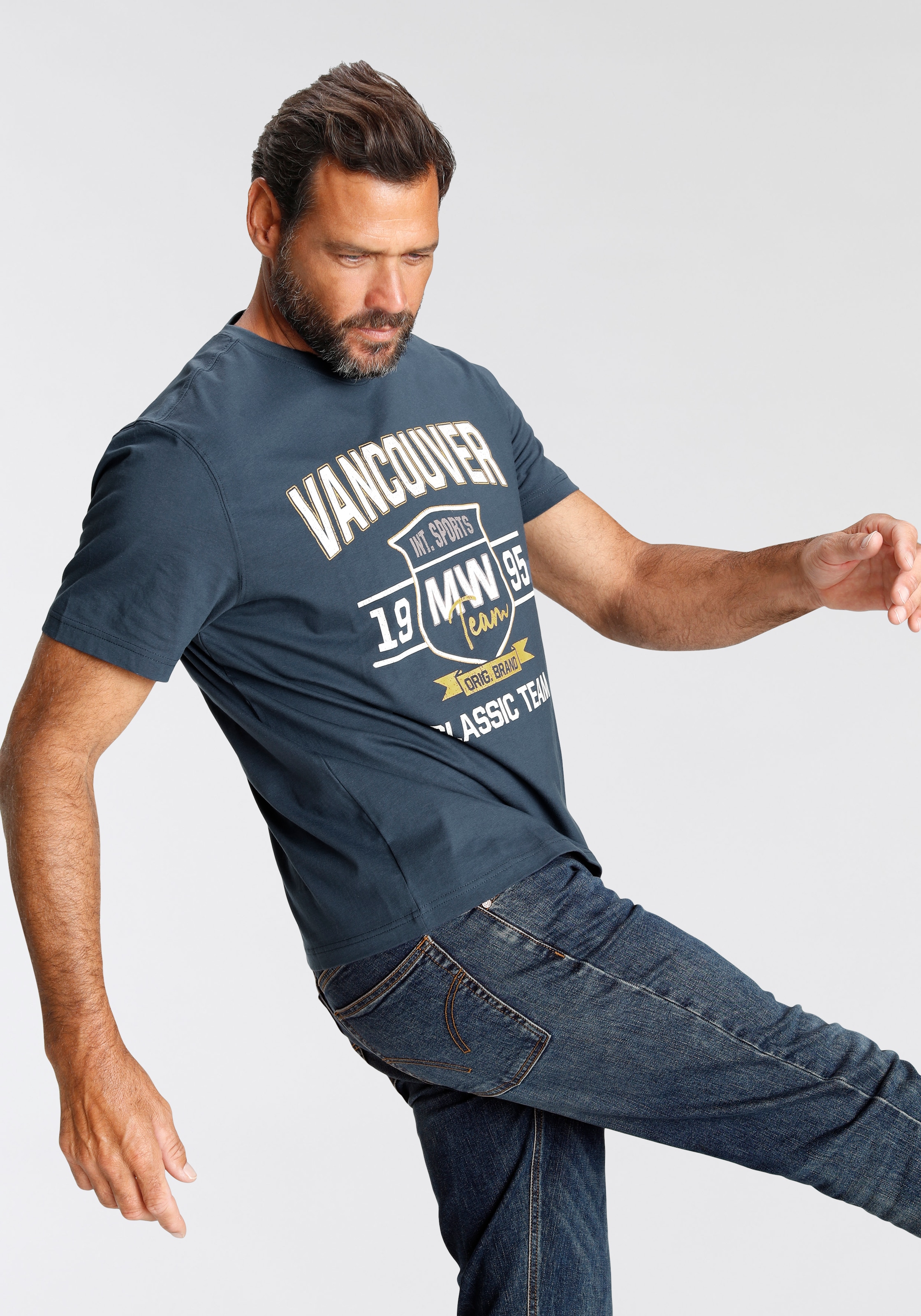 Man's World T-Shirt, Kurzarm, bedruckt, Rundhalsausschnitt, aus Baumwolle