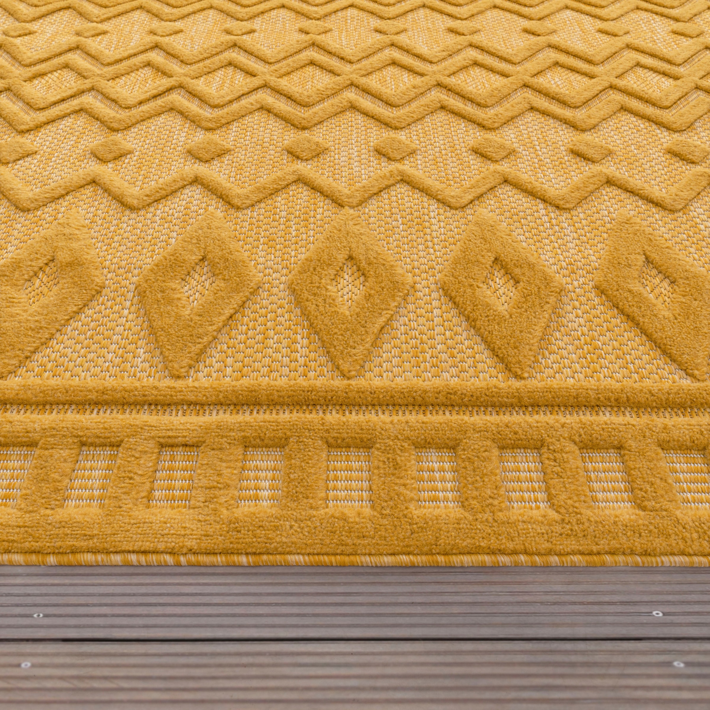Paco Home Teppich »Livorno Hoch-Tief Scandi, Rauten 671«, Muster, Effekt, rechteckig, geeignet Outdoor Uni-Farben