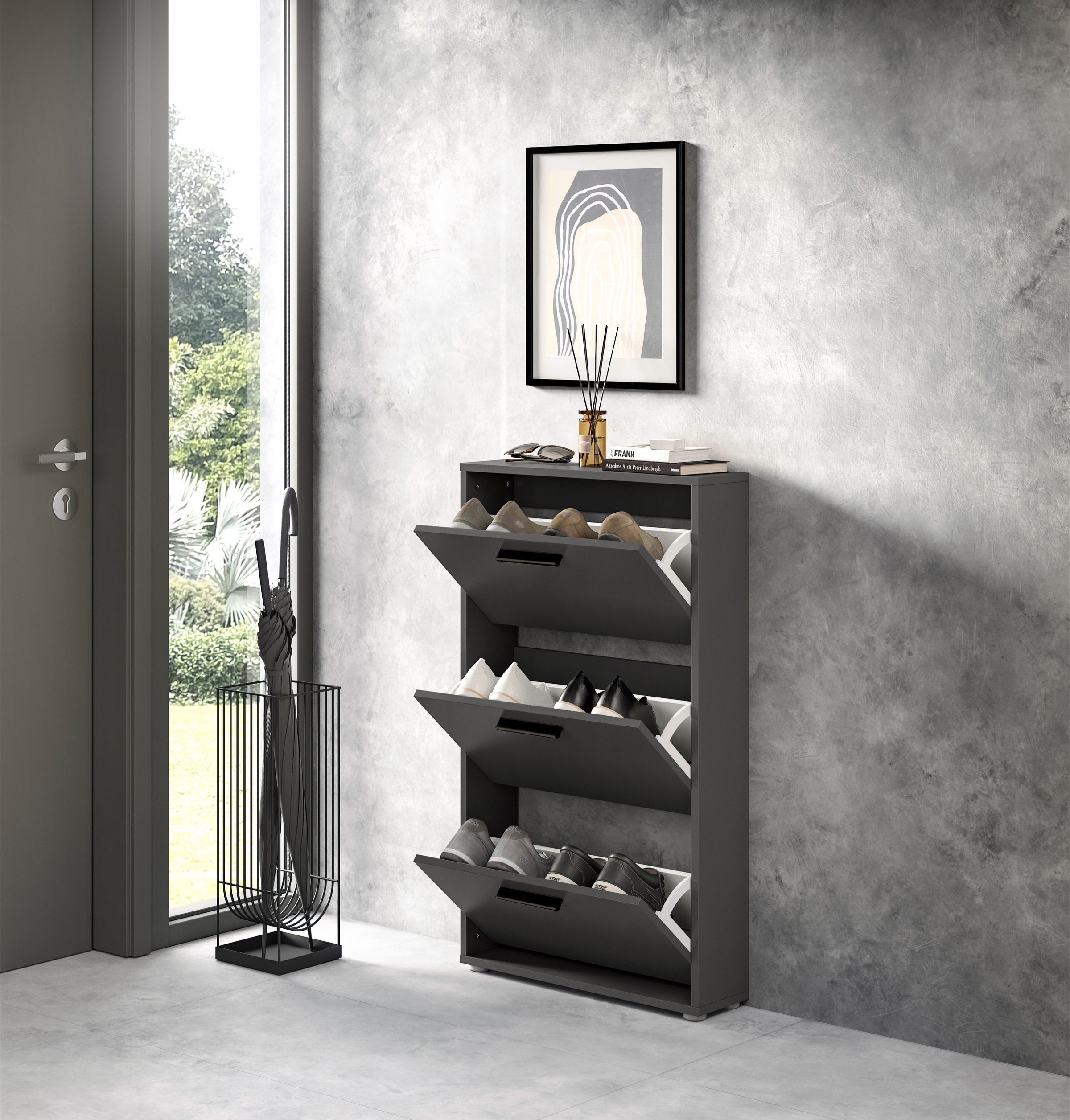 HBZ Schuhkipper »Sam Schuhkipper, Schuhschrank BxHxT 59x103x17 cm«, (1 St.), Schuhkipper, Schuhschrank mit 3 Klappen, BxHxT 59x103x17cm