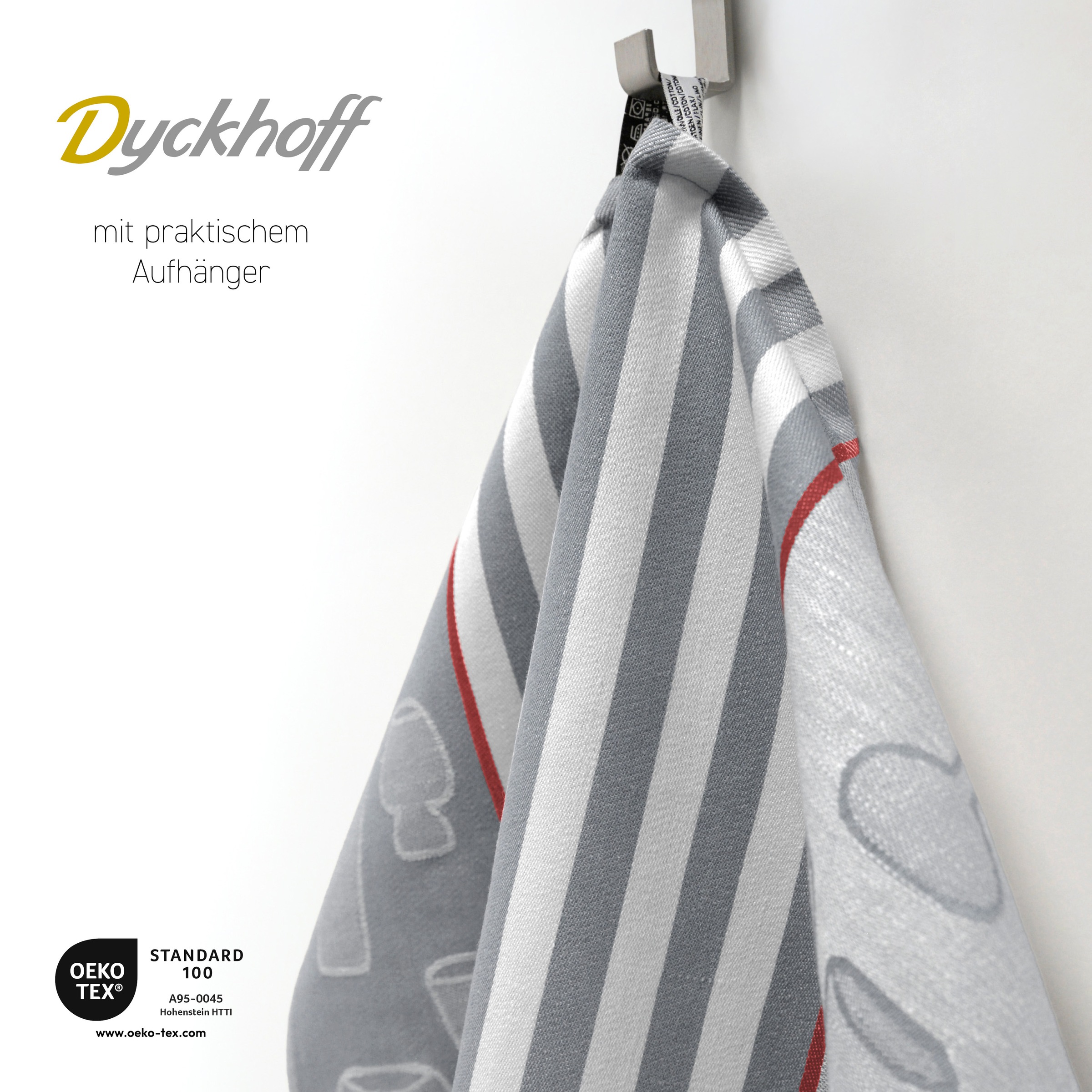 Dyckhoff Geschirrtuch »Gläser / Halbleinen« mit Gläser & Streifen Motiv, Maße je Tuch ca. 50x70 cm