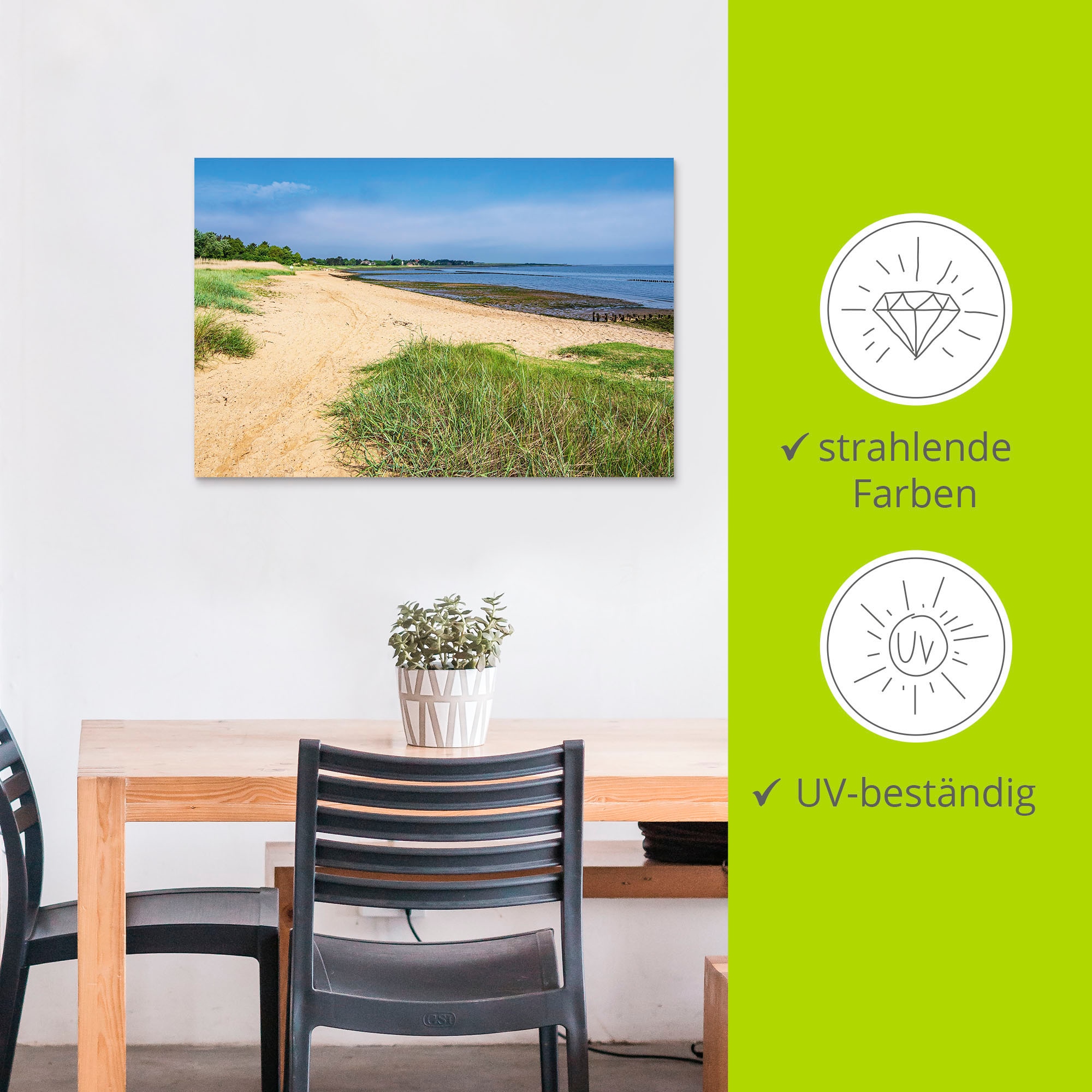 Artland Wandbild »Strand am Wattenmeer in Nebel, Amrum«, Strandbilder, (1 St.), als Alubild, Leinwandbild, Wandaufkleber oder Poster in versch. Größen