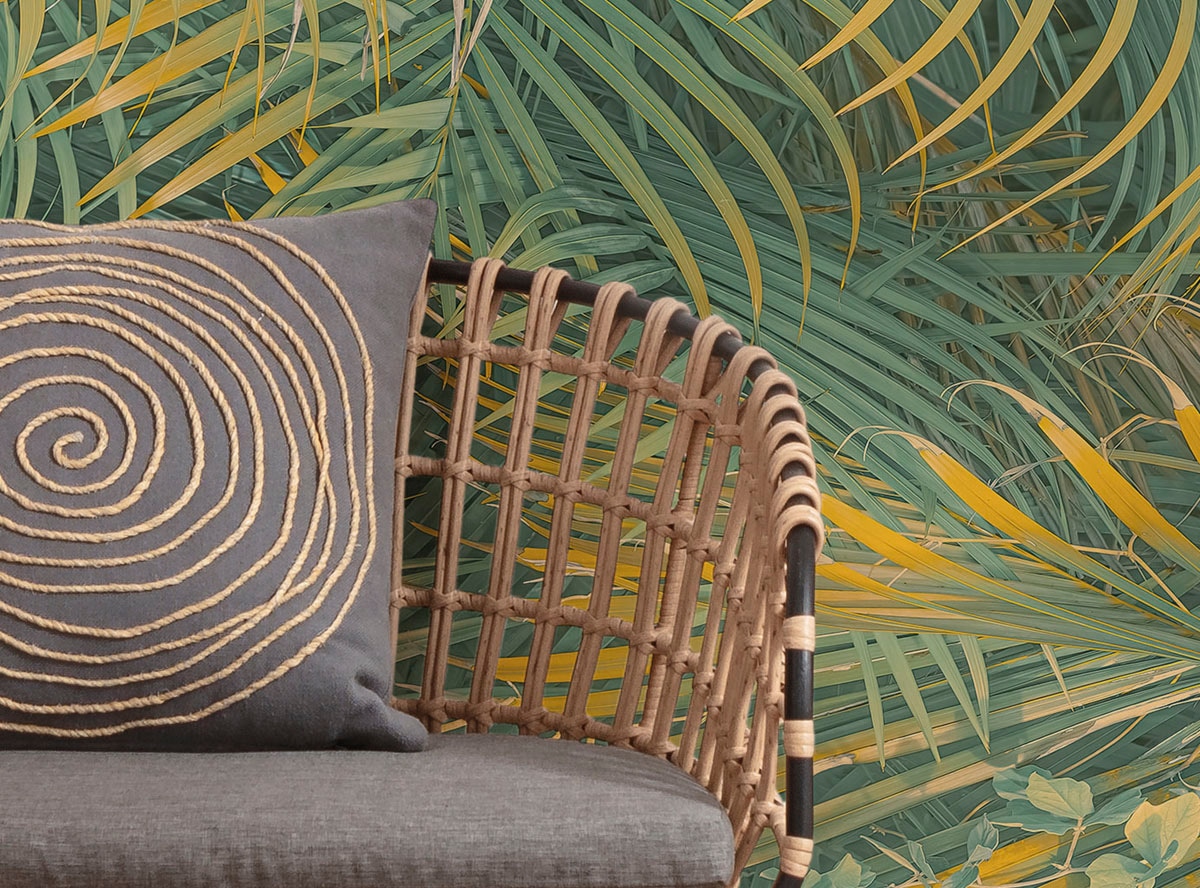 Komar Fototapete »Digitaldruck Vlies - Neon Fern - Größe 200 x 250 cm«, bedruckt, Wohnzimmer, Schlafzimmer