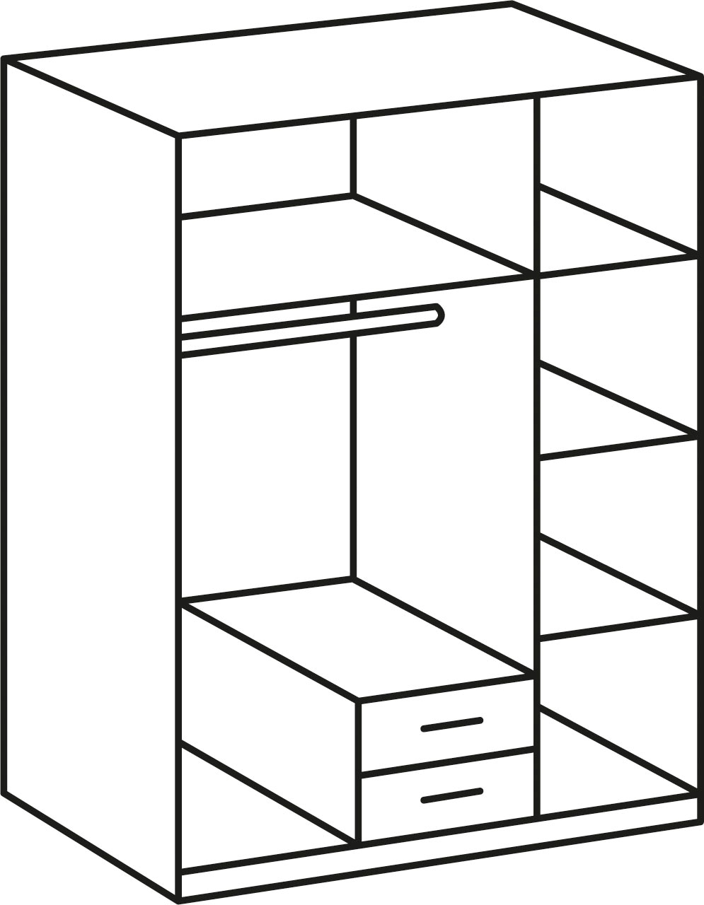 Wimex Kleiderschrank »Cork, mit oder ohne Spiegel, rustikaler Look im Industrial Design«, wahlweise in 135cm oder 180cm breit, 58cm tief, 199cm hoch