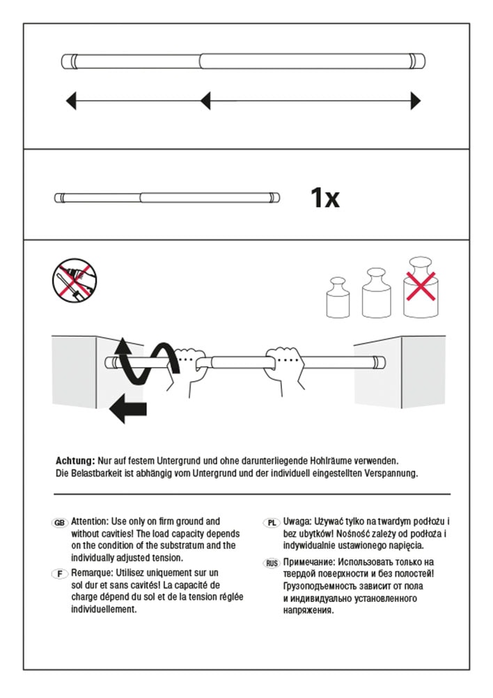 GARDINIA Spannstange Ø 2,6 mm ohne Bohren und Schrauben, in der Fensternische, Metall