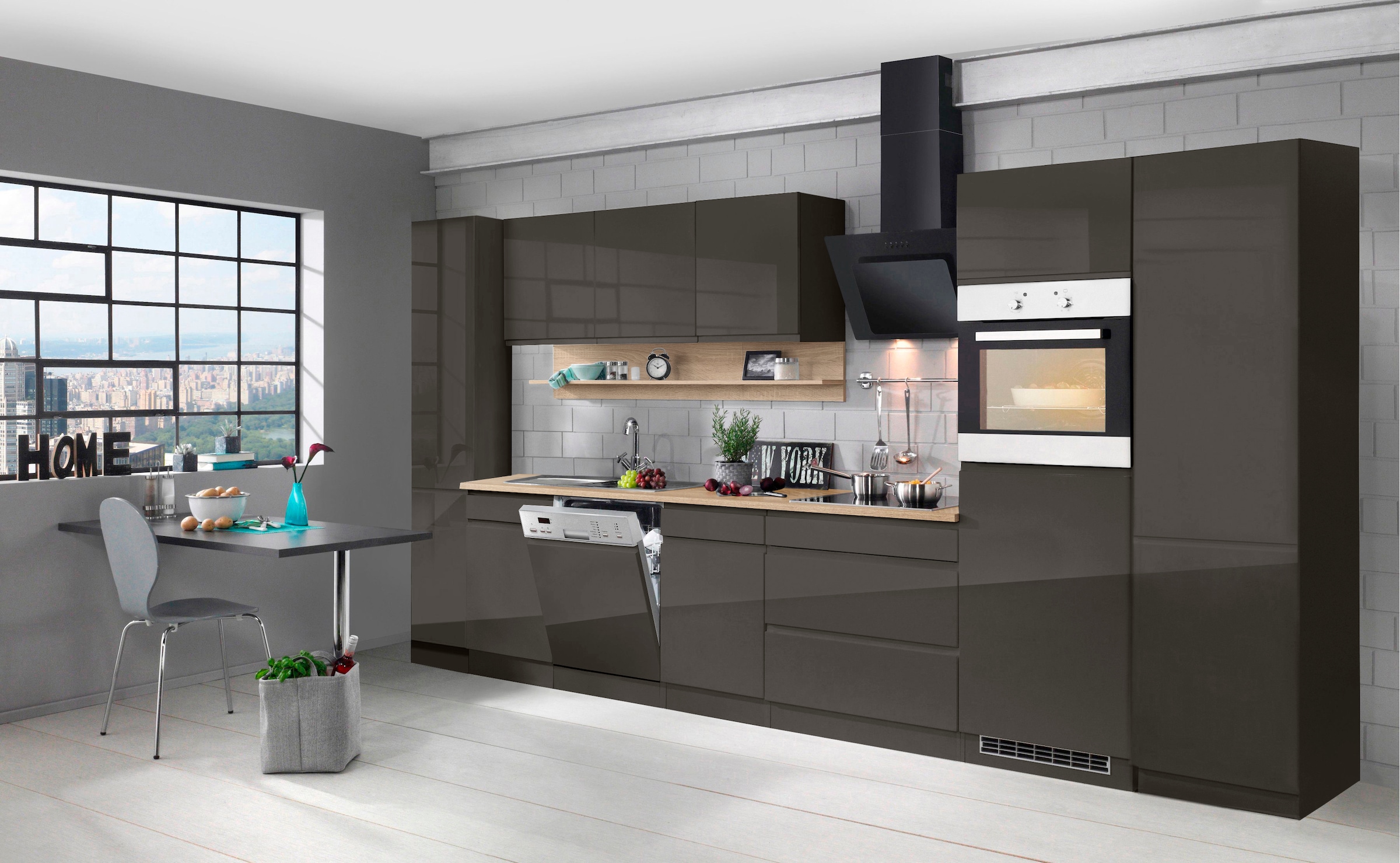 KOCHSTATION Küchenzeile »KS-Virginia«, Breite 390 cm, mit Glaskeramik-oder Induktionskochfeld